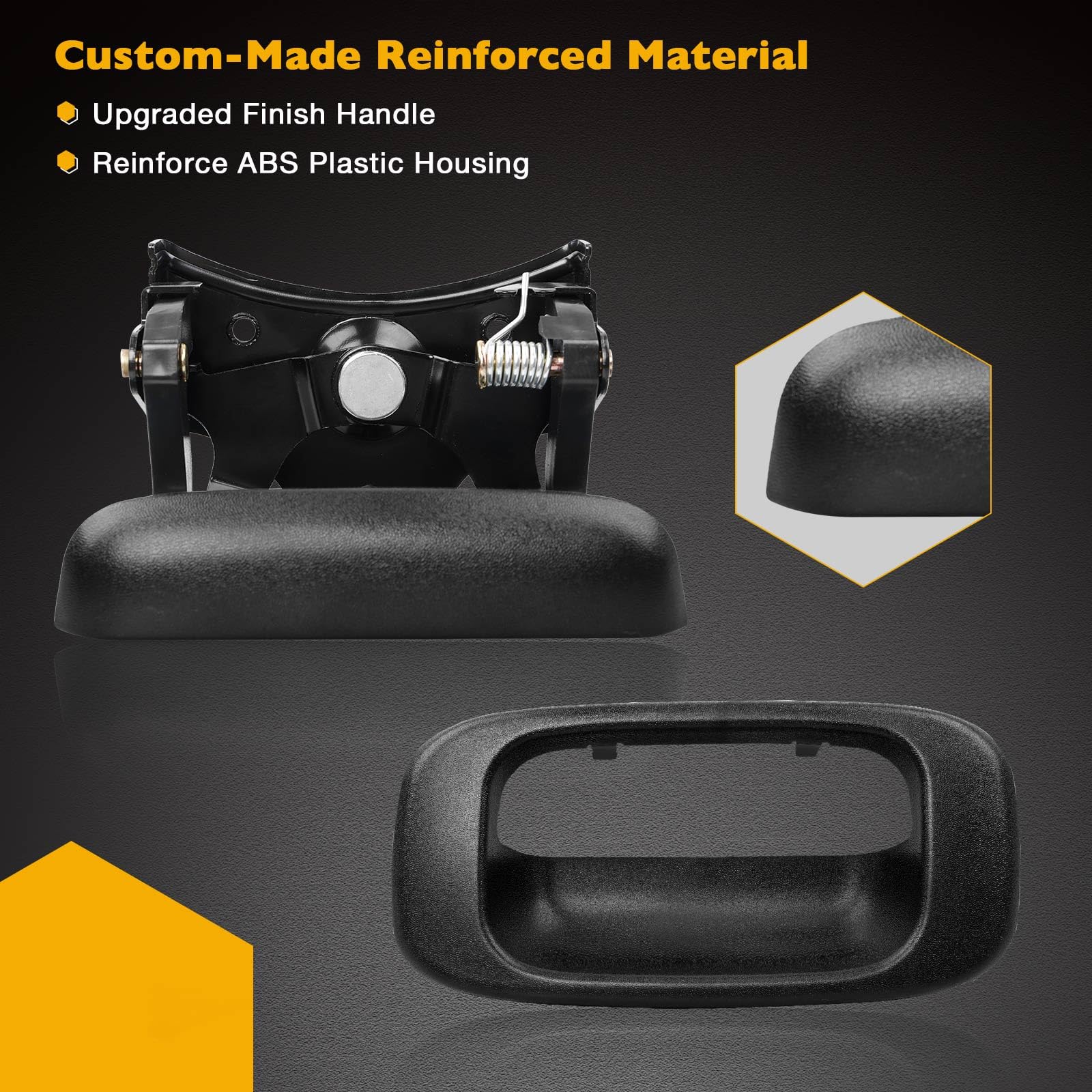 Tailgate Handle Latch And Bezel Trim With Rod Clips | For 1999-2007 Chevy Silverado Gmc Sierra 1500 2500 3500 | Replaces# 15997911, 15228539, 15228541, 15228540