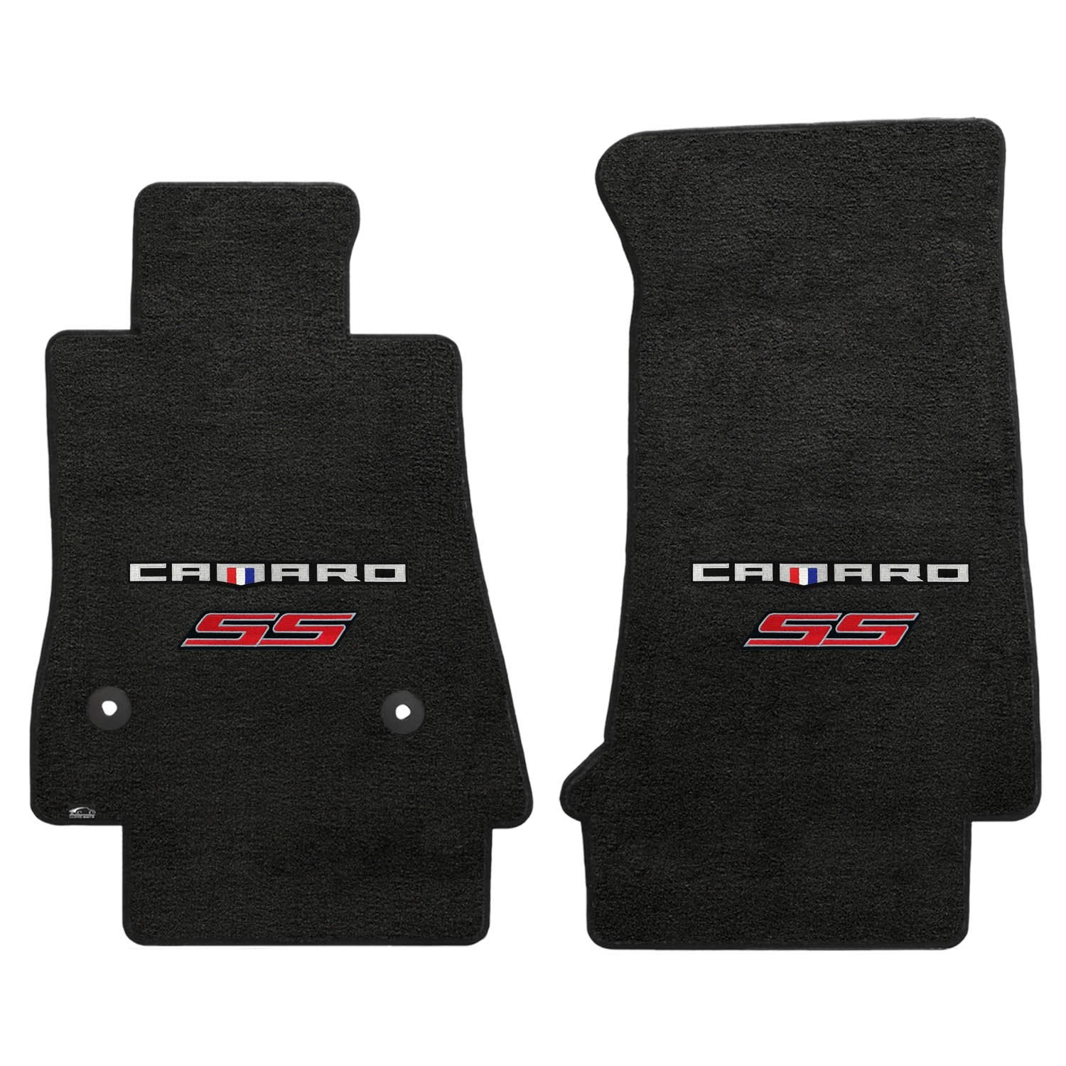 Lloyd Mats Velourtex Floor Mats For Camaro 2016-On 2Pc Mats Ebony Velourtex Camaro + Ss Red Double Logo
