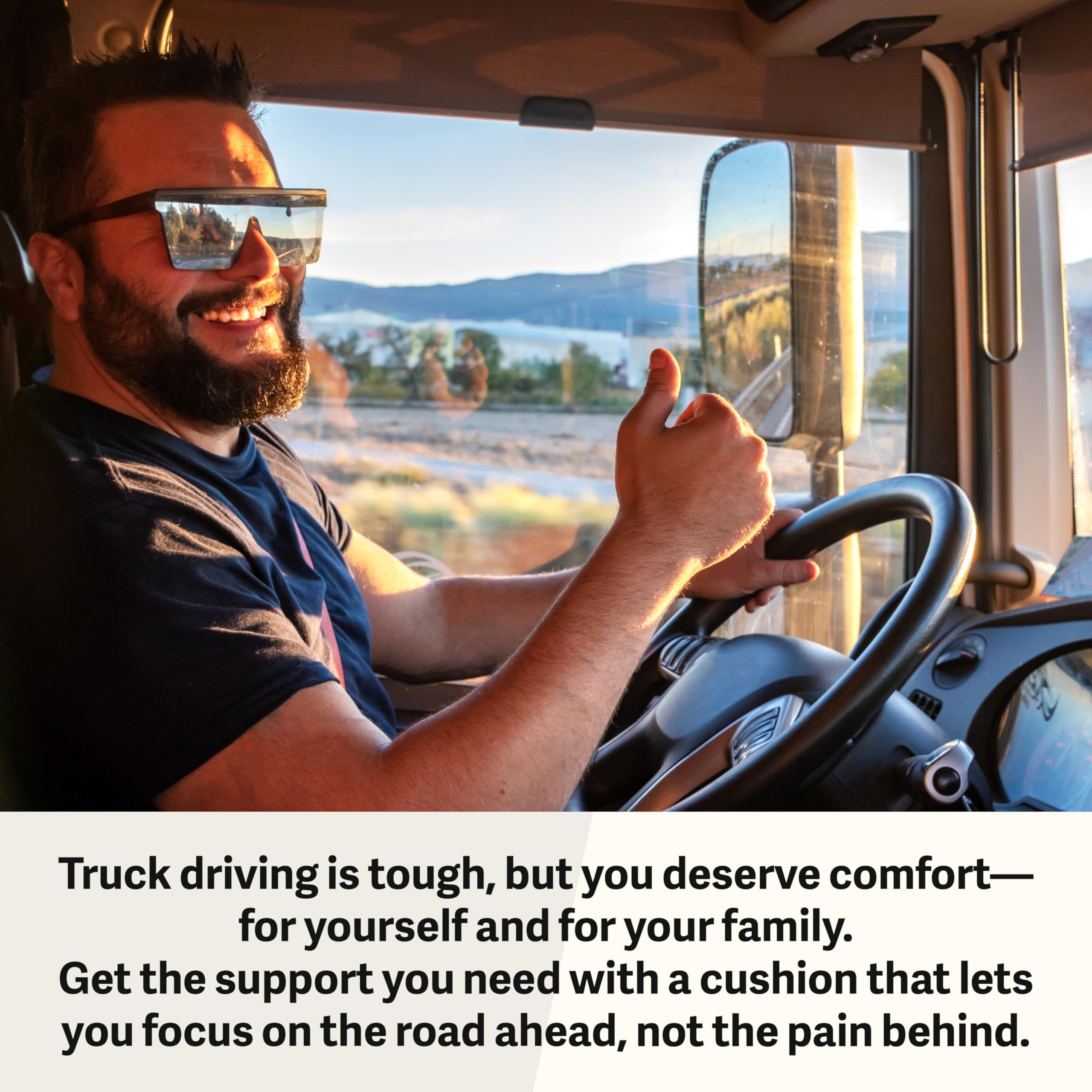 Elmara Truck Seat Cushion For Back Pain - Truck Driver Seat Cushion & Back Support - Trucker Gifts - Semi Truck Accessories For