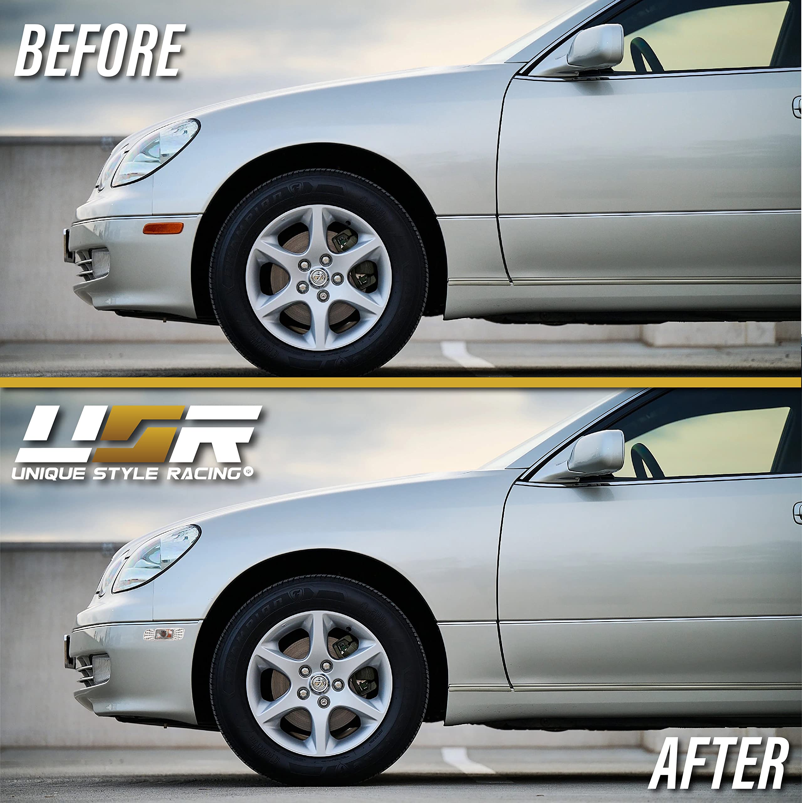 DEPO Clear Lens Front Bumper Side Marker Light with Amber Bulbs Compatible with 2000-2005 Lexus IS200 / IS300 and 1998-2005 Lexu