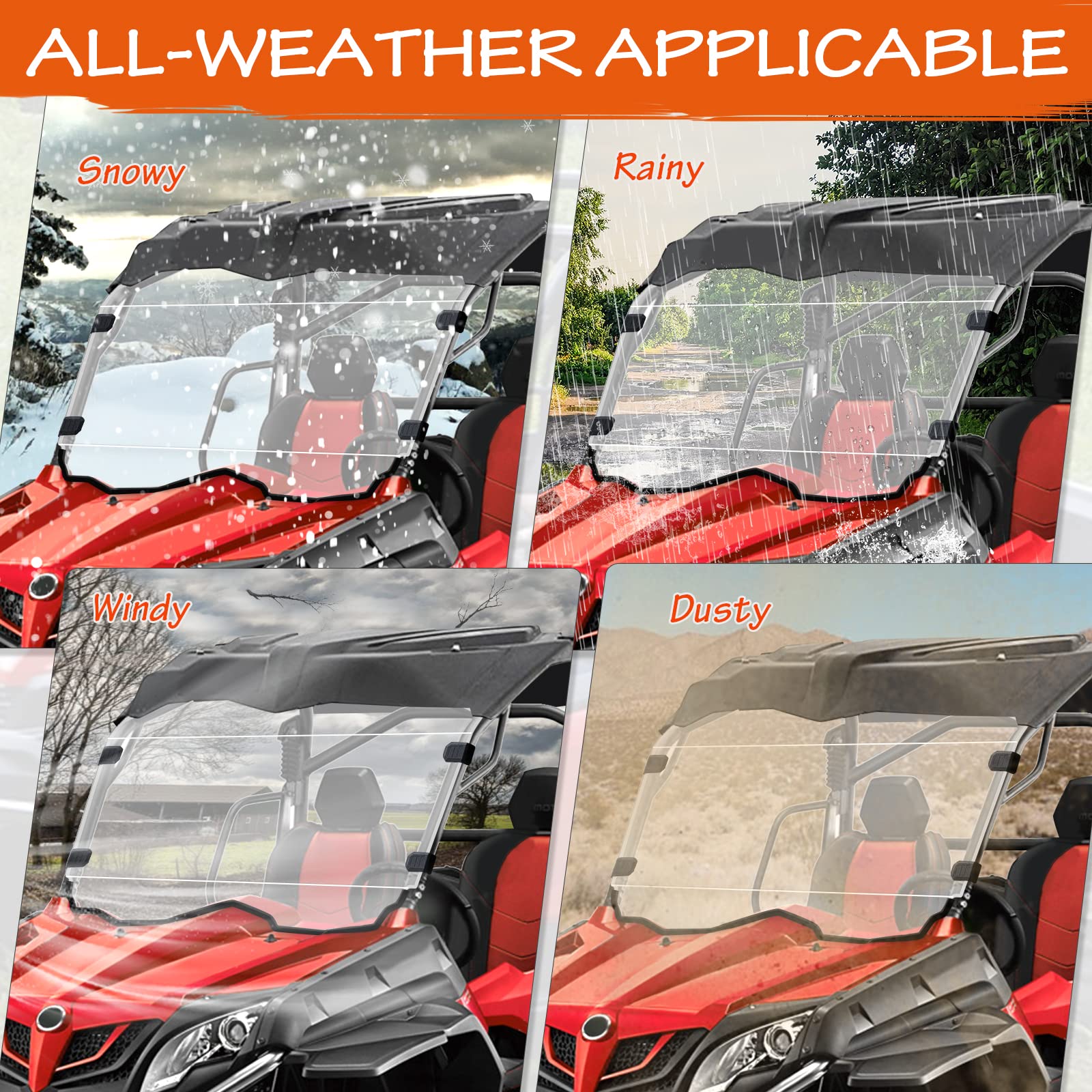 StarknightMT Clear Scratch-Resistant UV-Resistant ZForce 800 Full Windshield for CFMOTO ZForce 800/500/1000 (2014-2022)