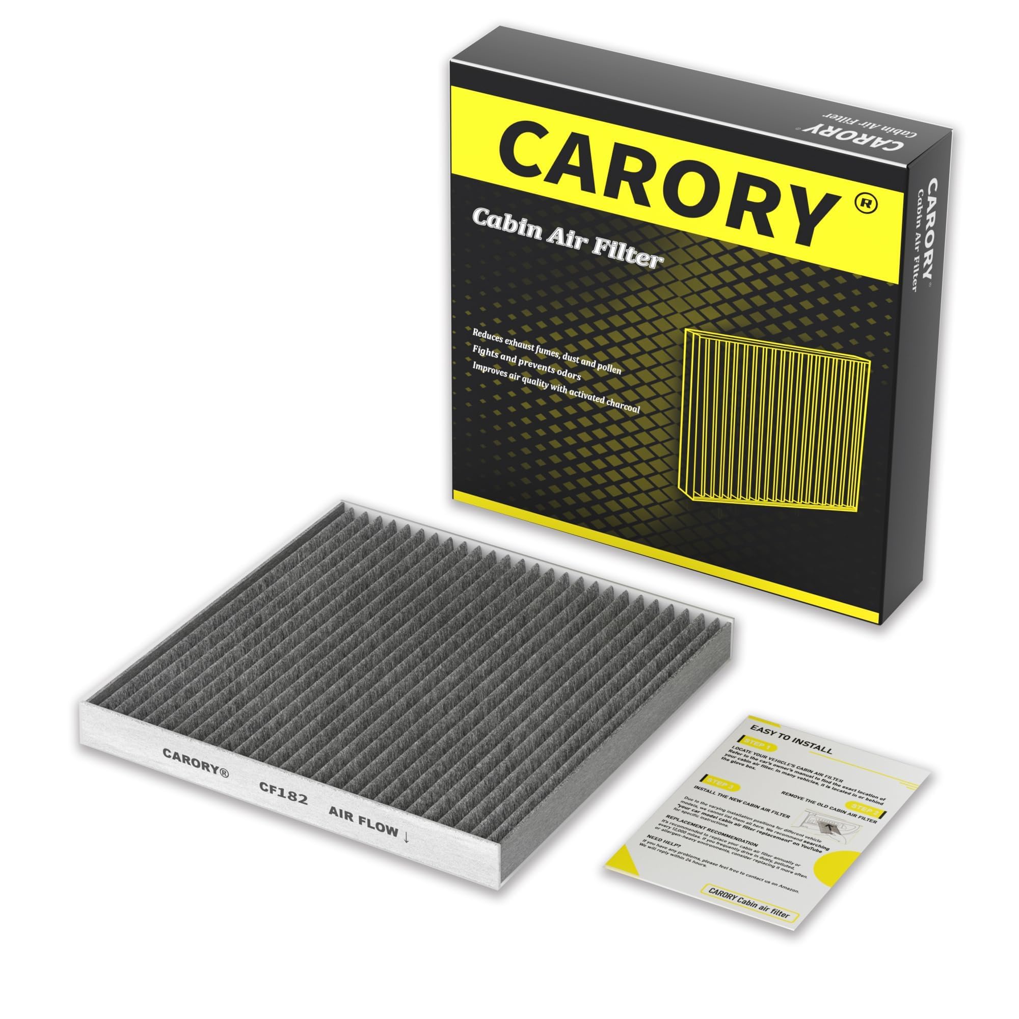 CARORY Cabin Air Filter w/Activated Carbon for Honda Accord 2023-2024, Civic 2016-2024, CR-V 2017-2024, Fit 2009-2020, HR-V 2016