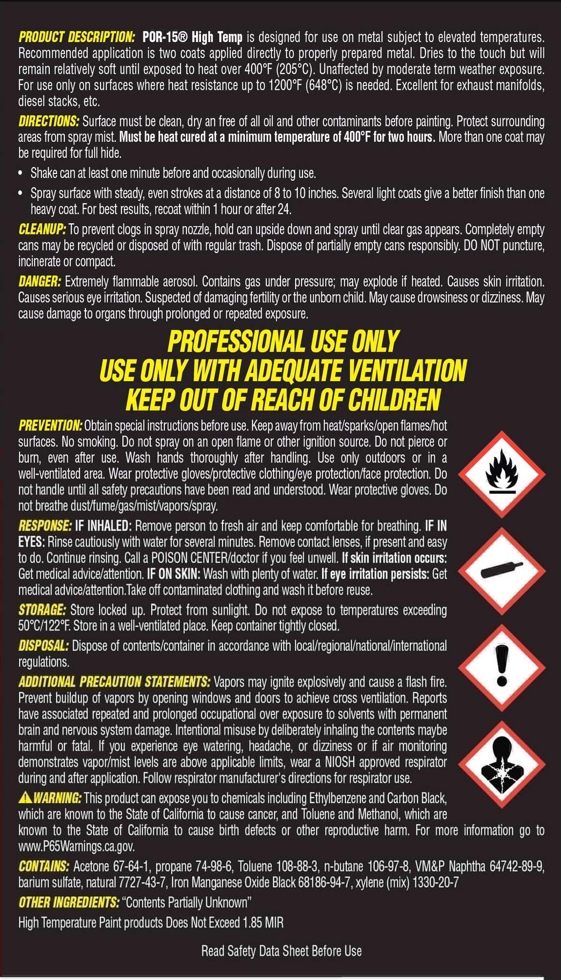 Por-15 High Temperature Paint - Manifold Gray - 15 Fl. Oz. - High Heat Resistant Paint - Withstands Temperatures Of 1200°F | Weather & Moisture Resistant