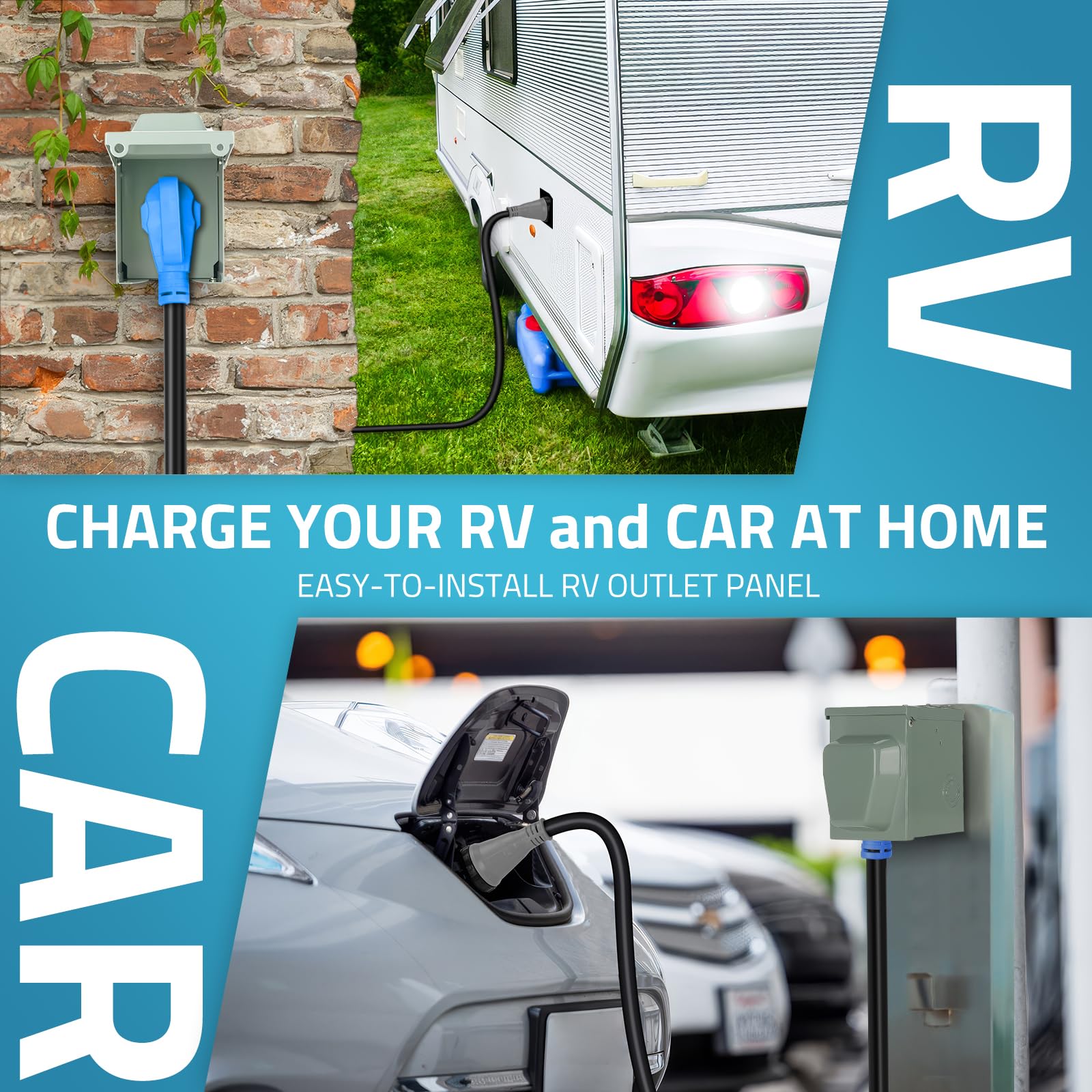 Paulinn 30 Amp Rv Power Outlet Box, Nema Tt-30R 125V Rv Outdoor Panel Enclosed & Lockable For Outdoor Receptacle, Weatherproof,