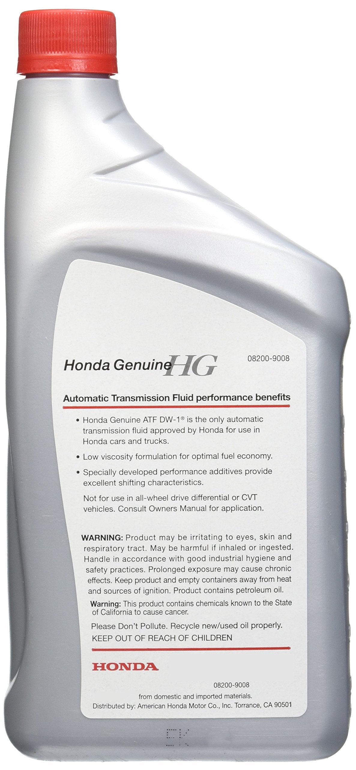 Honda - 08200-9008 Dw-1 Automatic Transmission Fluid, 1 Quart, Pack Of 12
