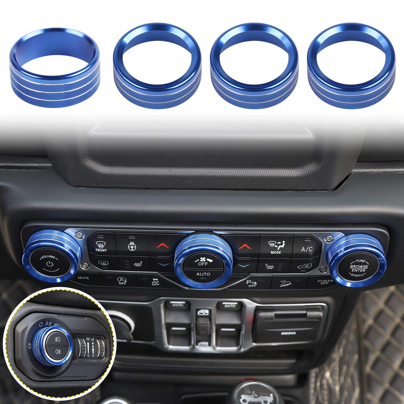 Voodonala Air Conditioner Headlight Center Consoles Switch Knob Cover Trim For 2018-2023+ Jeep Wrangler Jl Jlu Gladiator Jt Inte