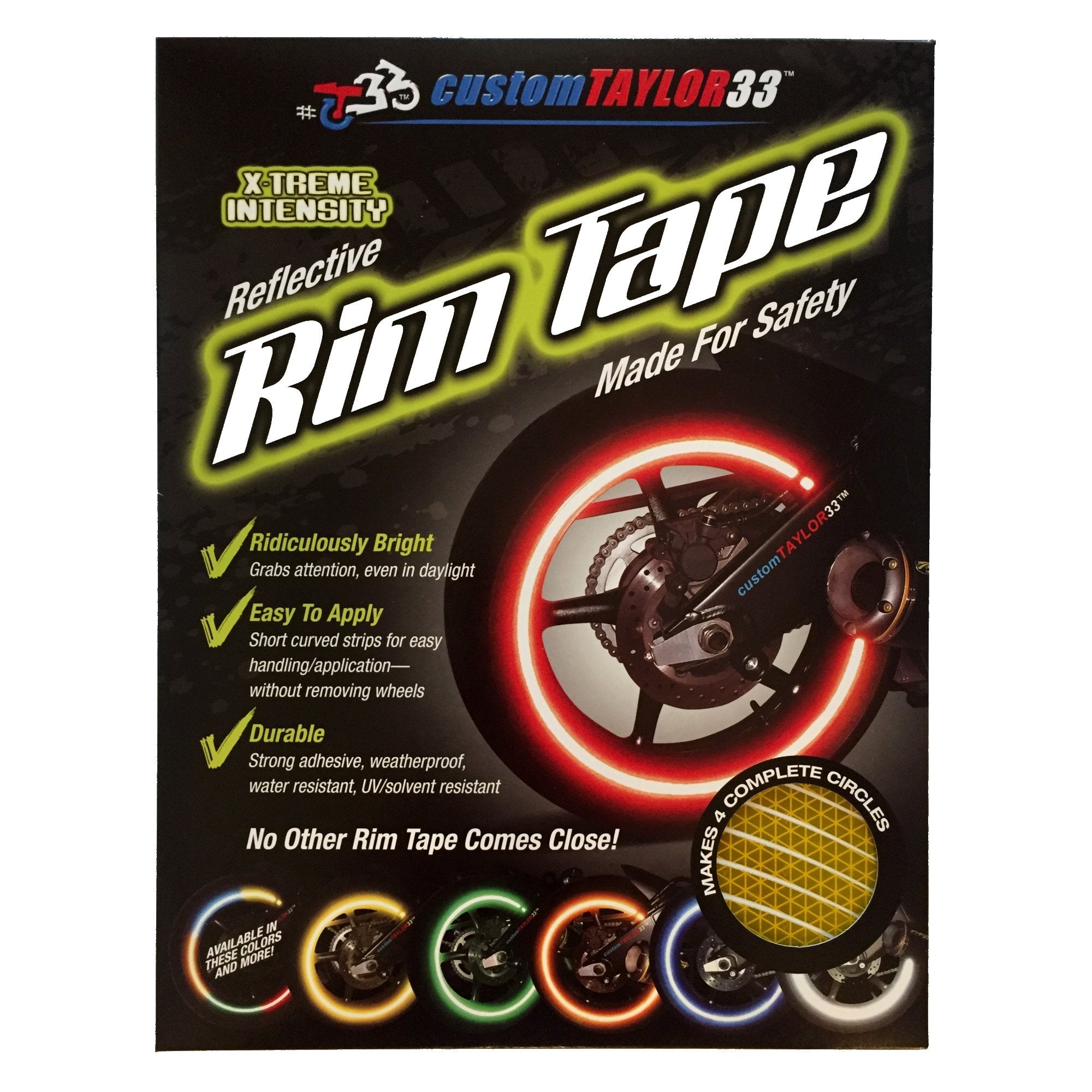 customTAYLOR33 Yellow High Intensity Grade Reflective Copyrighted Safety Rim Tapes - (Must Select Your Rim Size) (10'' (TIRE Siz