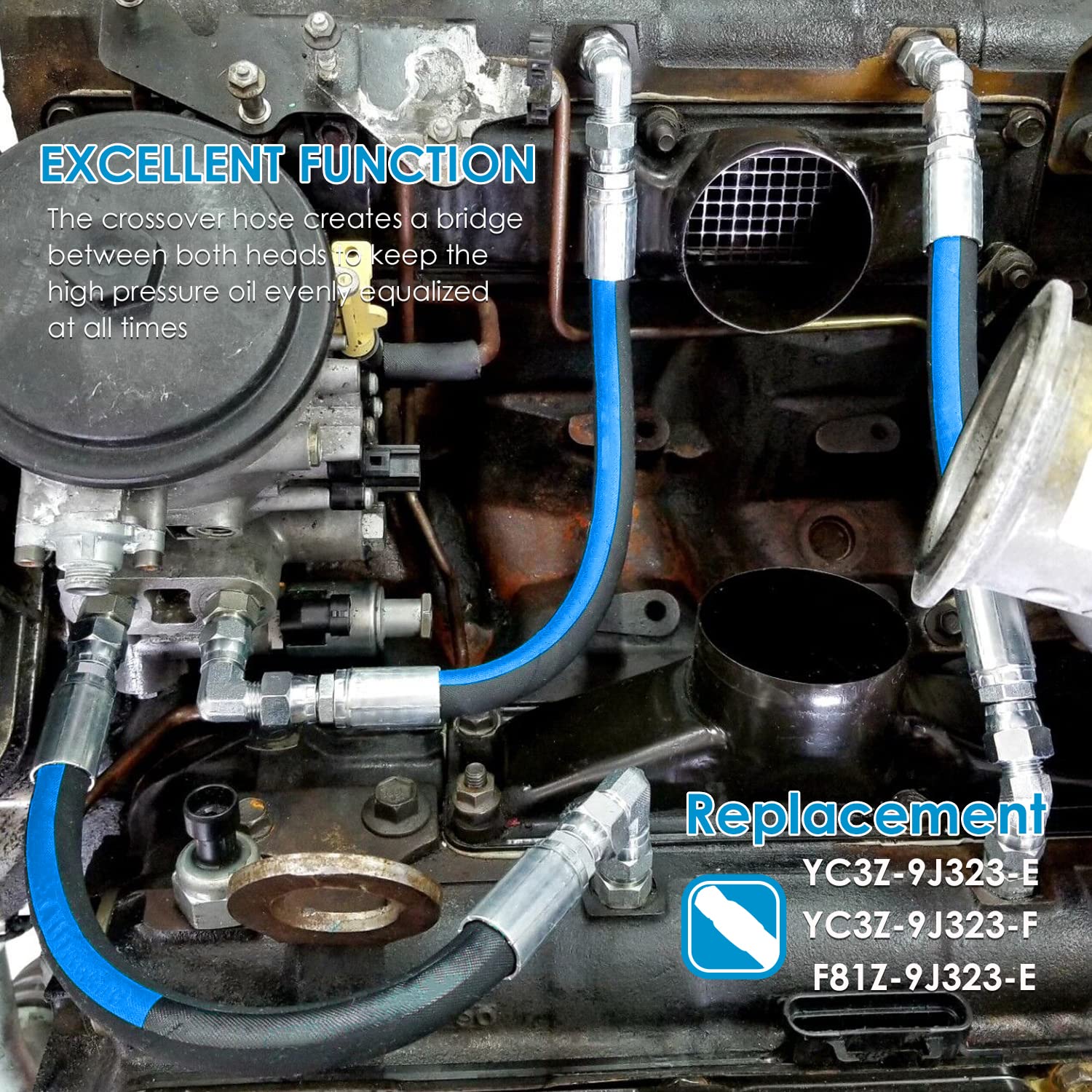 High Pressure Oil Pump Hpop Hoses Lines Kit & Crossover Line Fit For Ford 7.3L Powerstroke 1999 2000 2001 2002 2003