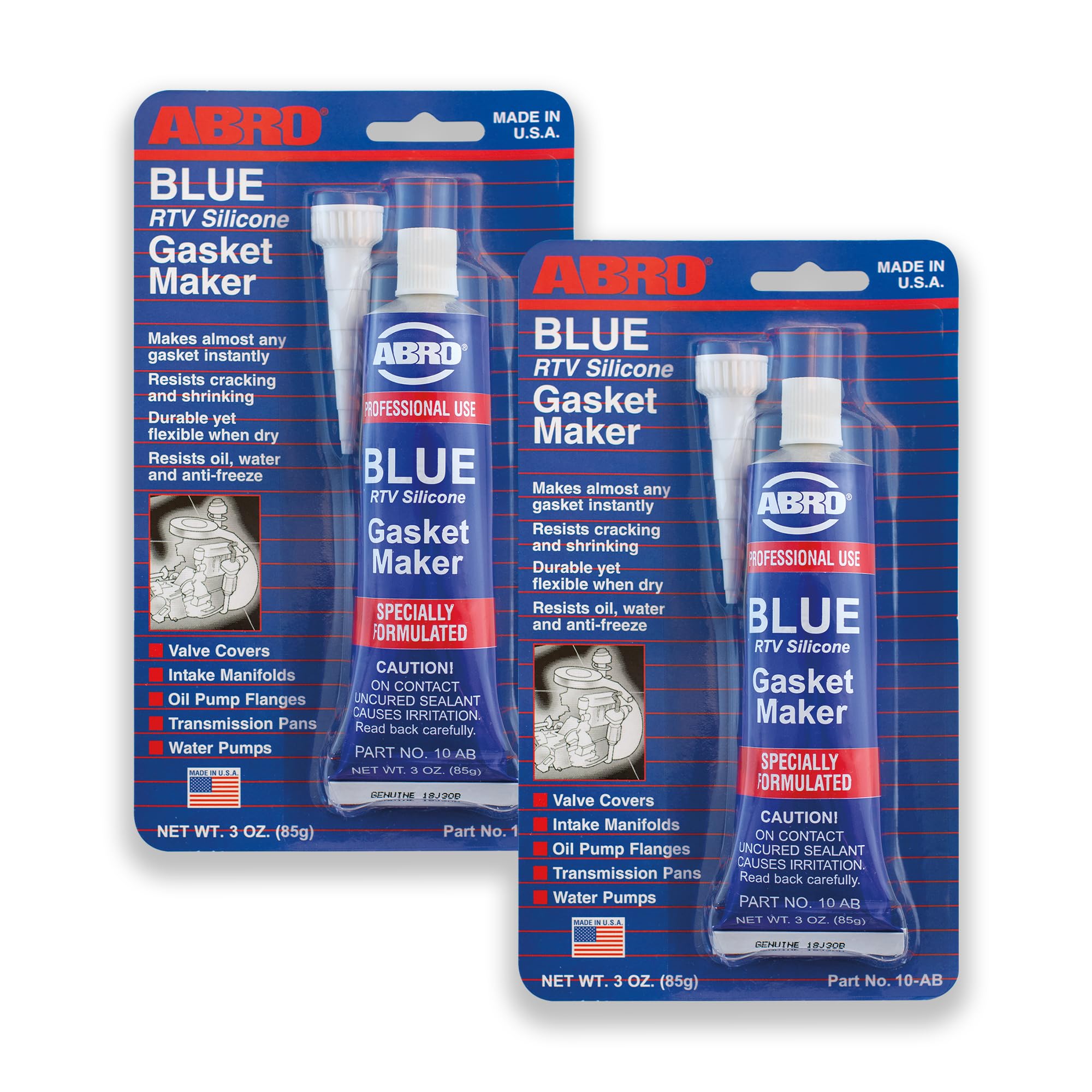 Abro Rtv Silicone Sealant And Gasket Maker: Up To 500F Heat, High Temp Silicone/Head Gasket Sealant, 3 Oz/85G Tube - Blue, Pack