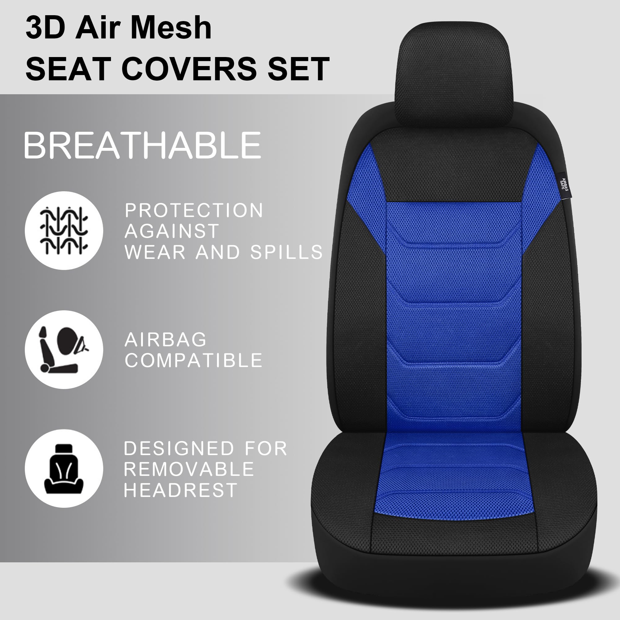 Pariiaotin 3D Air Mesh Car Seat Cover Full Set Washable and Breathable Premium Cloth Automotive Vehicle Seat Covers for Cars Int