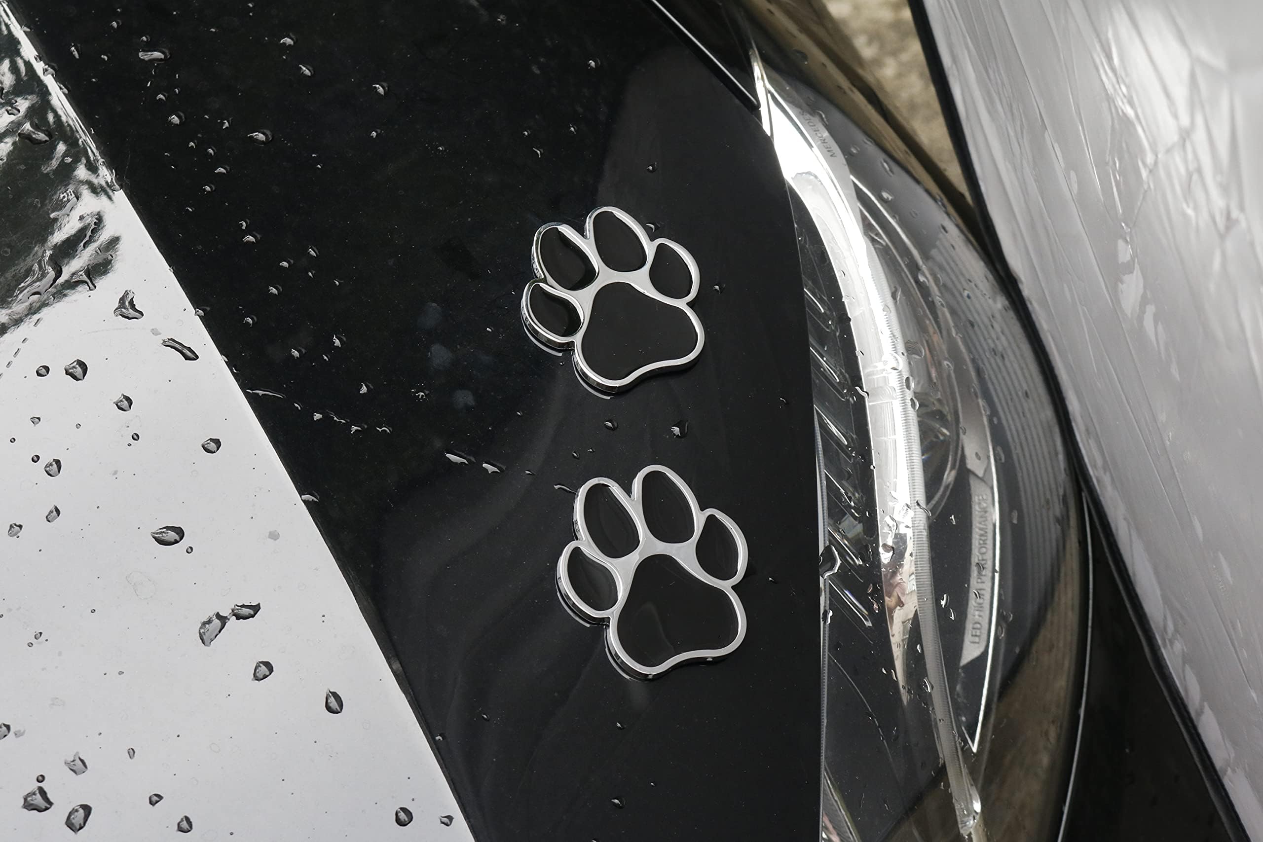 Paw Print Car Decal, 3D Chrome Dog Paw Footprint Metal Sticker for Auto, Motorcycle
