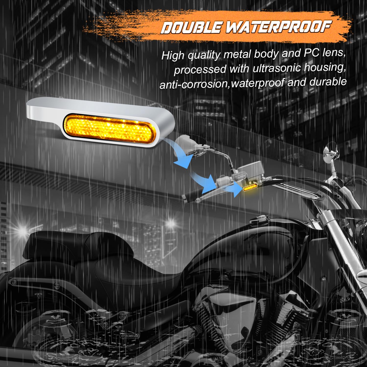 NTHREEAUTO LED Handlebar Turn Signals Mini Motorcycle Blinkers Front Marker Light Compatible with Harley Sportster Dyna Honda Sh