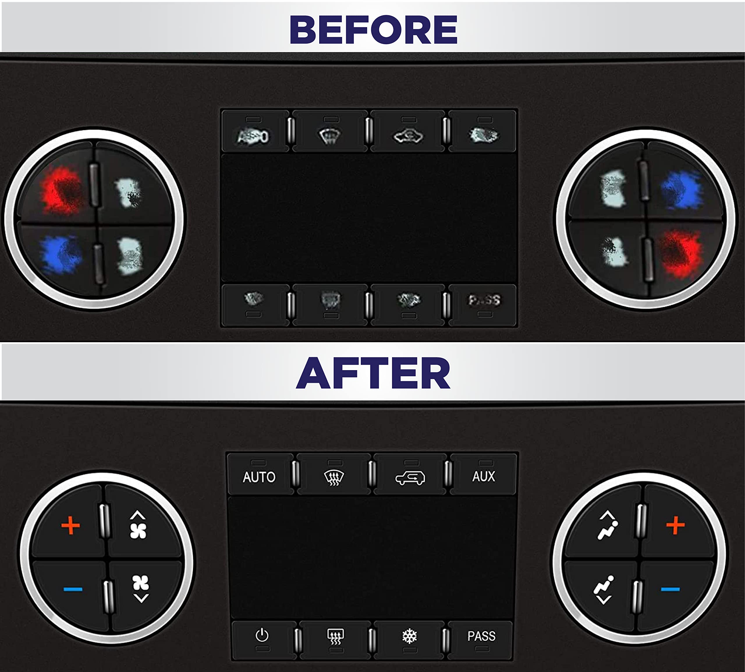 Ecoauto Ac Dash Button Repair Kit For Select Gm Vehicles - Fix Ruined Faded A/C Controls Premium Design & Made In Usa (Pack Of 2)