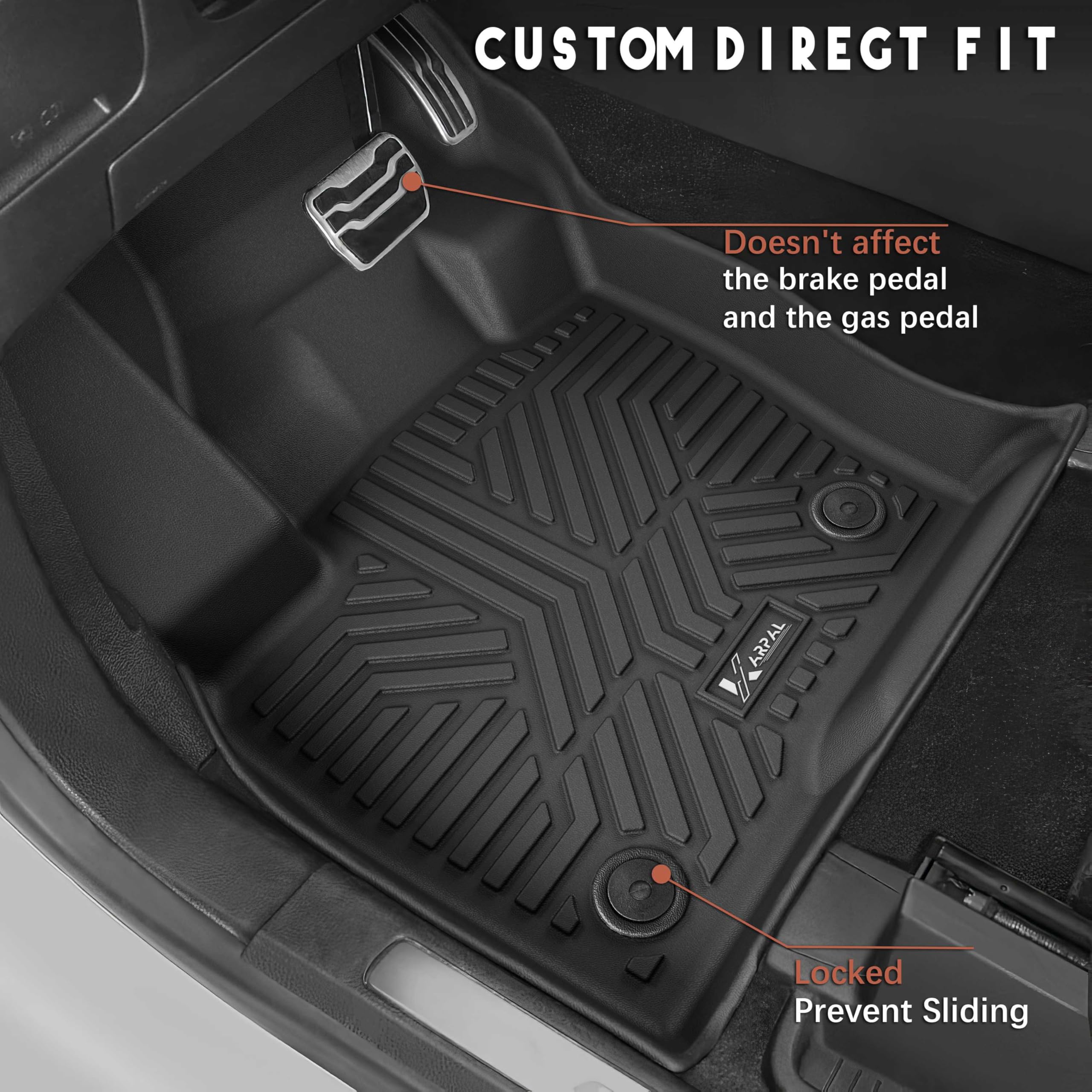 Karpal Floor Mats Cargo Mat Fit For 2015-2024 Ford Edge, Front & 2Nd Row & Cargo Liners, Tpe Material All Weather Protection Car