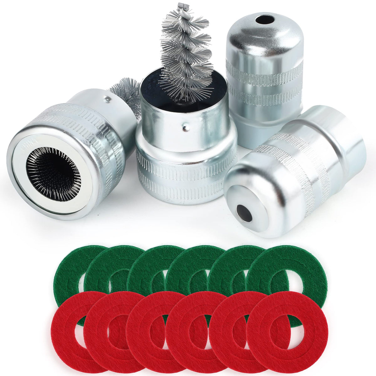 Battery Terminal Cleaners (2 pcs), Plus 12 pcs Battery Terminal Anti-Corrosion Fiber Washers (6 Red & 6 Green) for Car Marine Ba