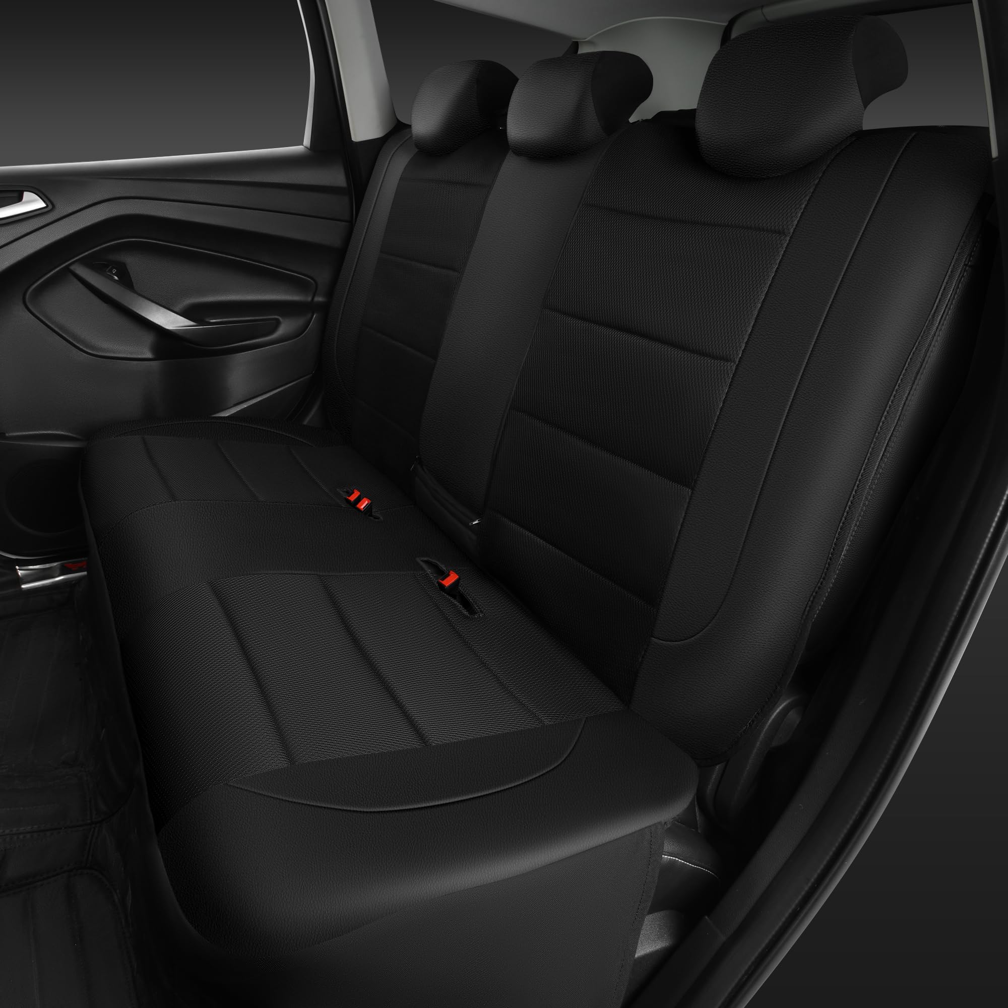 CAR PASS Leather Back Seat Cover, Breathable Mesh Universal Bench Seat Cover, Super 5mm Composite Sponge Inside, Airbag Compatib