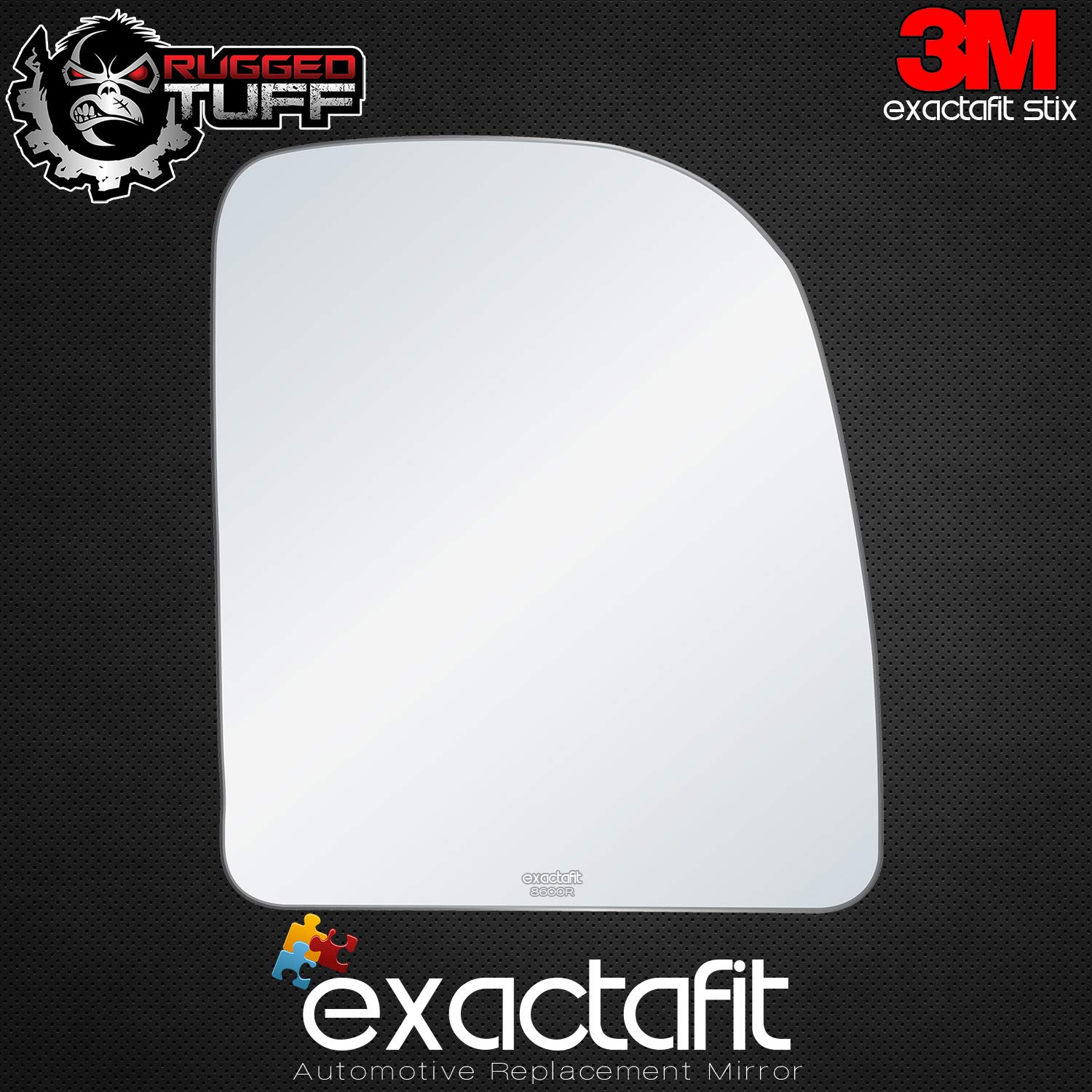 Exactafit 8600R Passenger Side Mirror Glass Replacement Repair Compatible With Ford E150 E250 E350 E450 Econoline Van, F250 F350