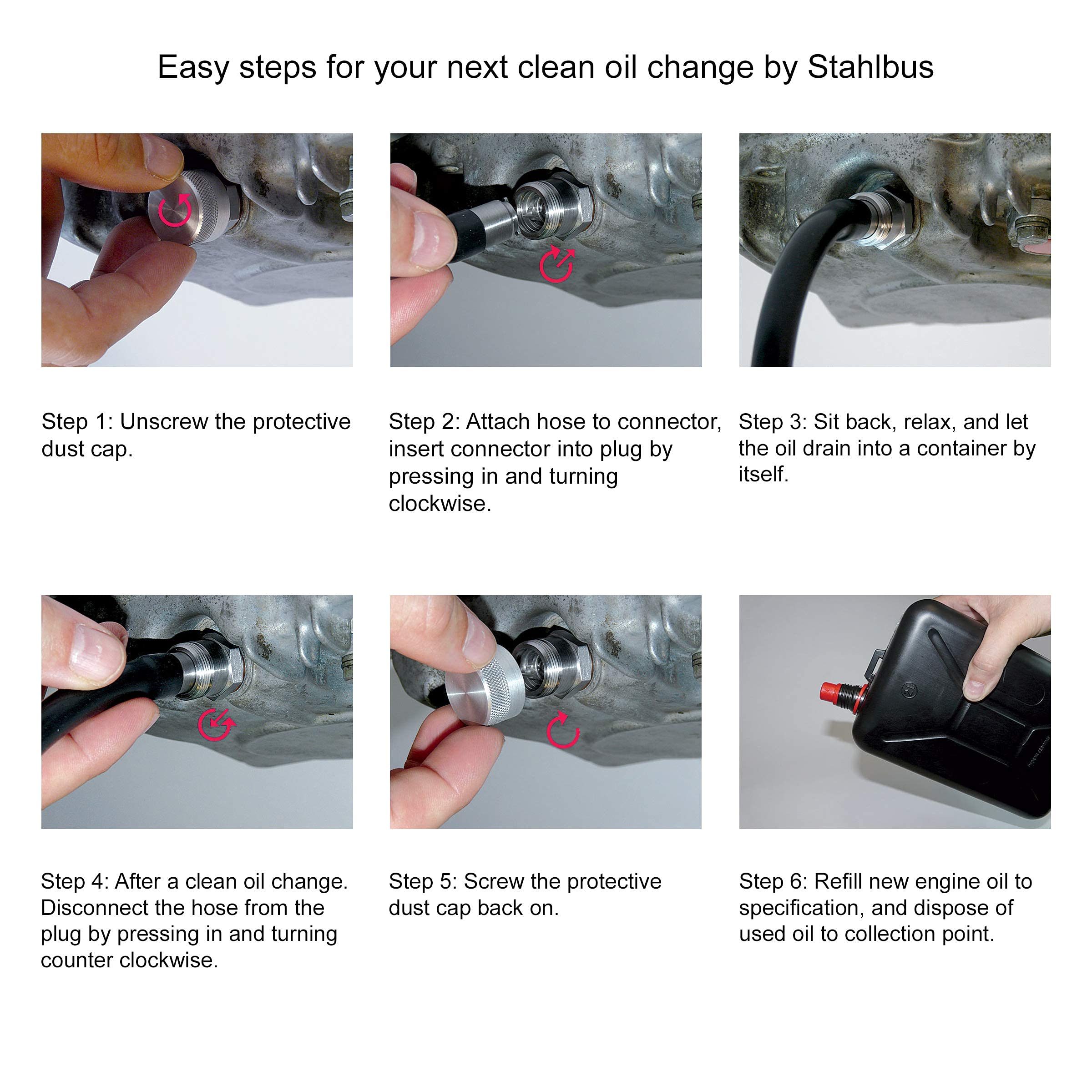 Stahlbus Oil Drain Valve Plug M12X1.75X12Mm - Clean, Easy, No Tool Oil Change - Includes Oil Drain Plug, Washer, Cap, Connector,