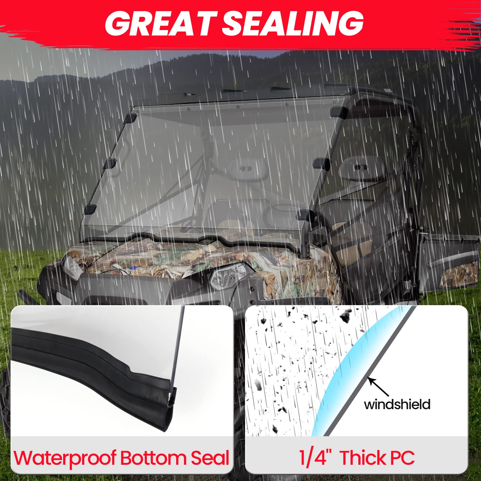 Scratch-Resistant Ranger 800 570 Windshield - Starknightmt Uv-Proof Hard-Coated Full Windshield Compatible With Polaris 2010-201