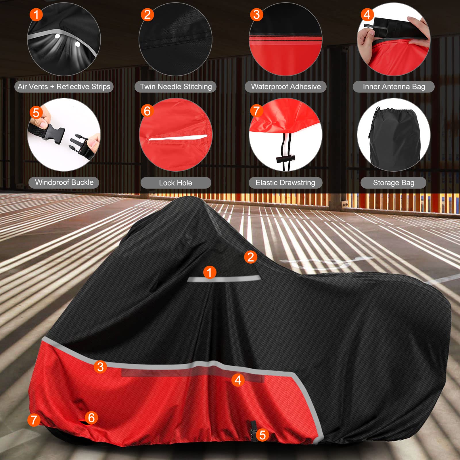 Waterproof Motorcycle Cover Replace For Harley Davidson Cruiser Models, 420D Oxford Cloth Softail, Dyna, Iron 883, Fat Boy 114,