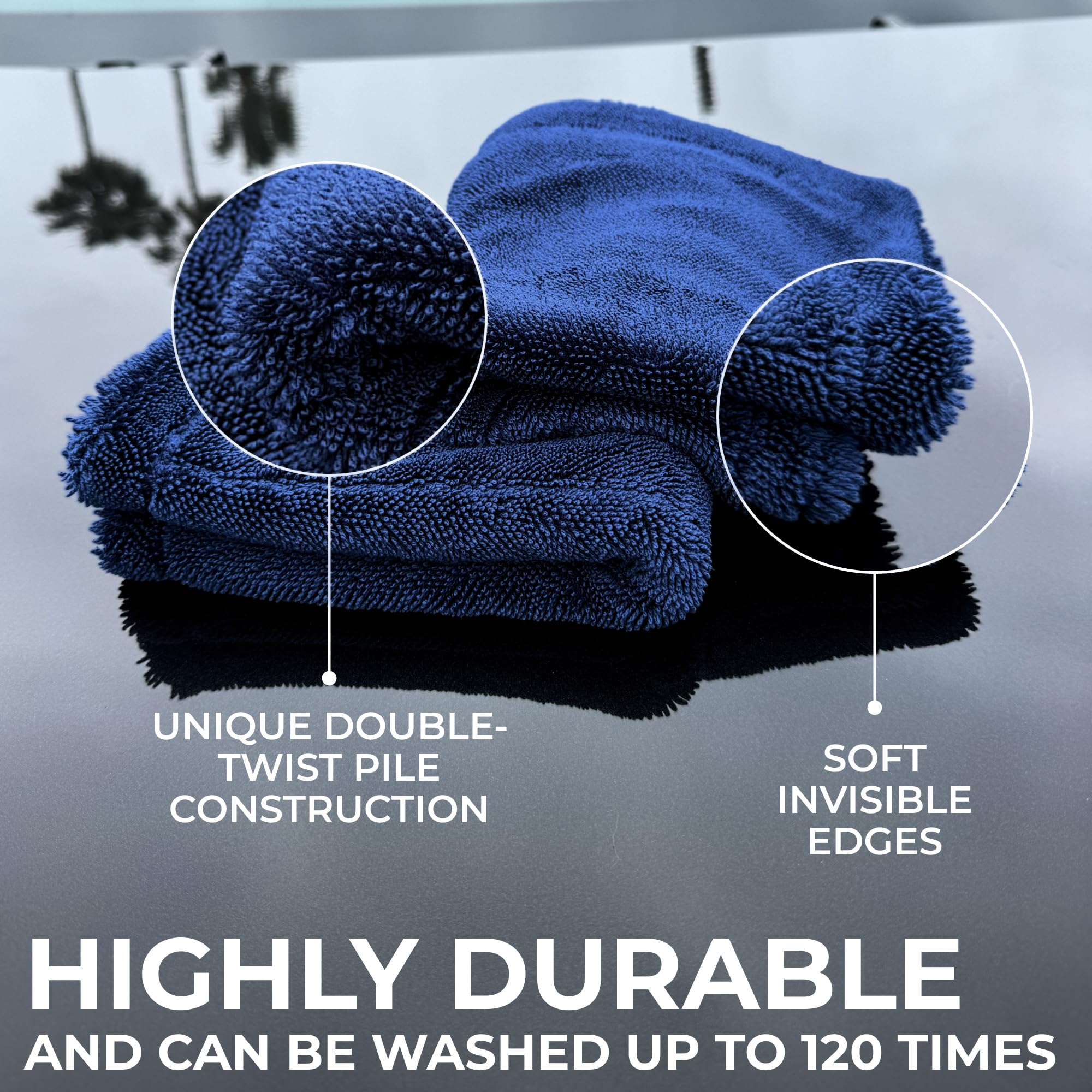 Microfiber Car Drying Towel 1300 GSM Double Twist Pile - Super Absorbent Auto Wash Towel for Cars Trucks SUV - Detailing Cleanin