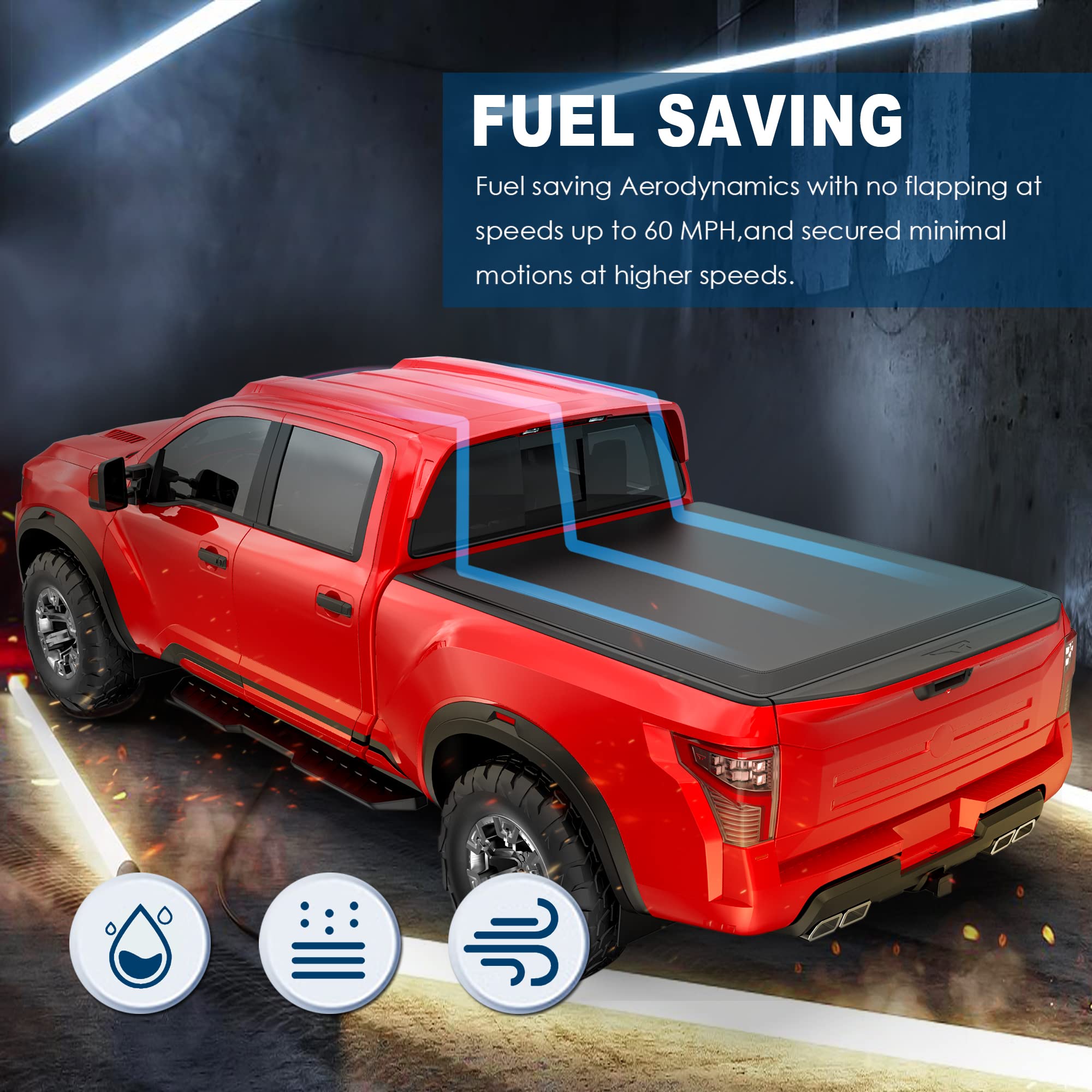 Mostplus Tri-Fold Soft Vinyl Truck Bed Tonneau Cover Compatible With 2005-2025 Nissan Frontier 6Ft Feet Bed,Fleetside On Top