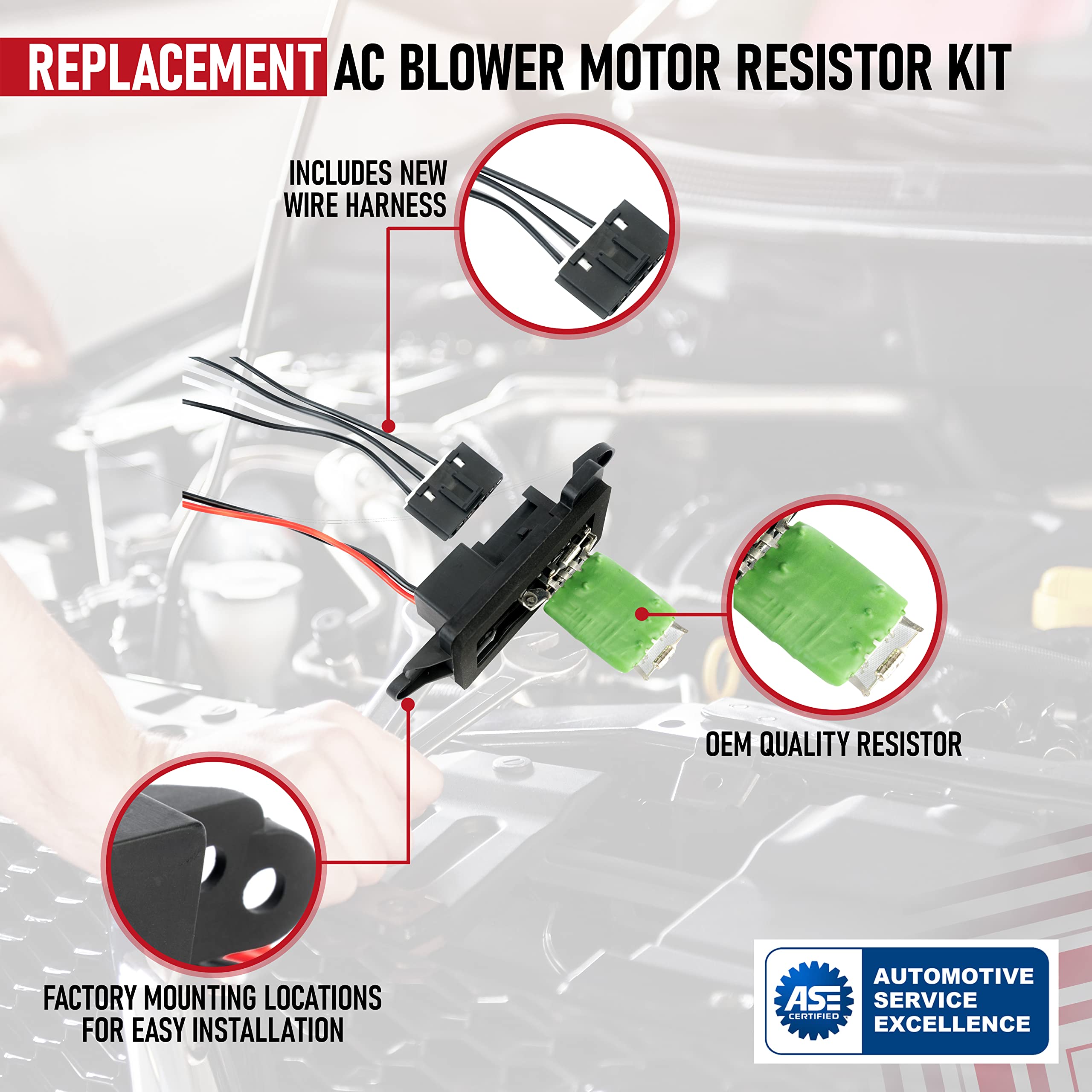 Ac Blower Motor Resistor Kit With Harness - Replaces 89019088, 973-405, 15-81086, 22807123 - Compatible With Chevy, Gmc & Cadill