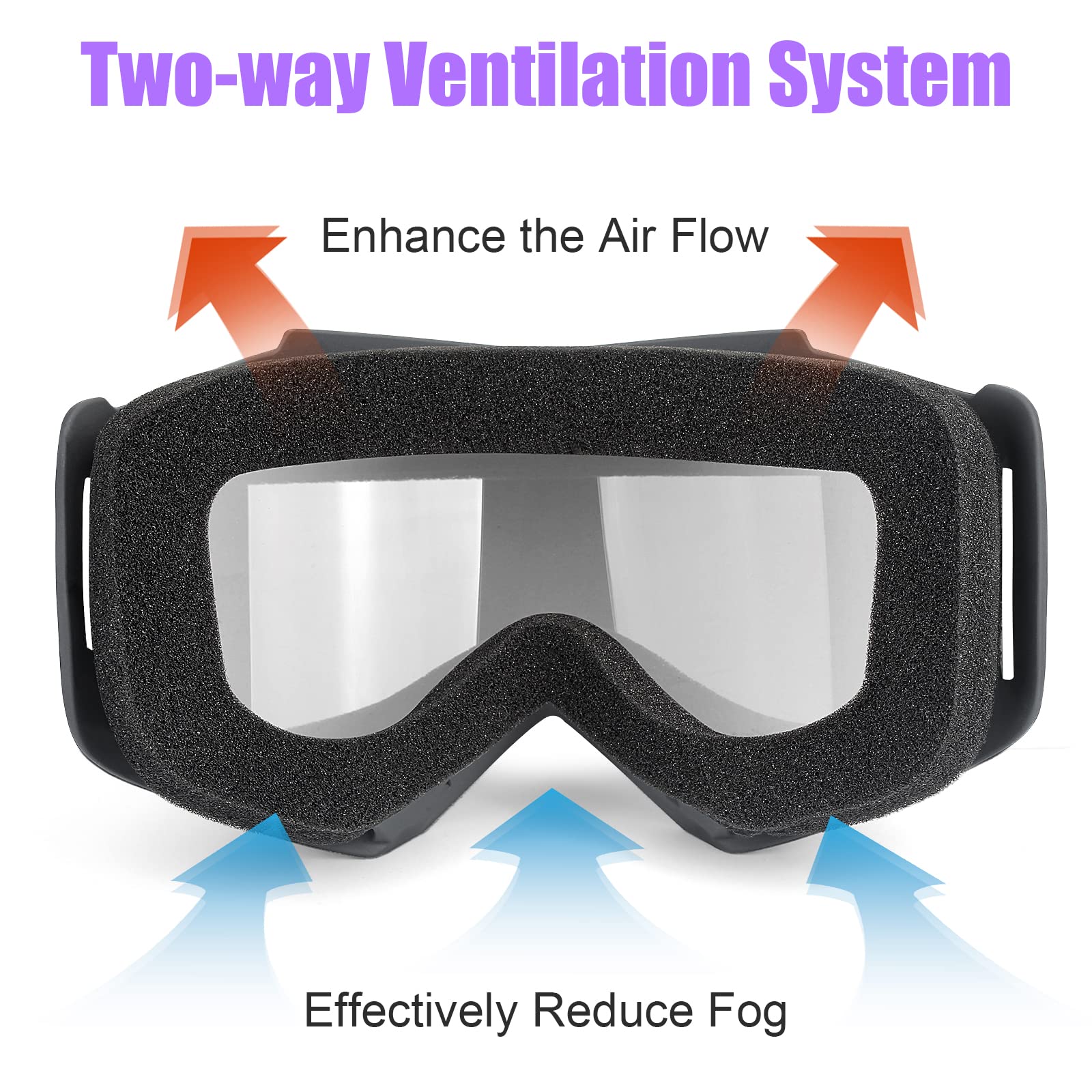 Surpassme 2 Motorcycle Ridding Goggles, Clear/Smoke Lens Dirt Bike Goggles With Uv Protection Motocross/Mx Goggles Compatible He