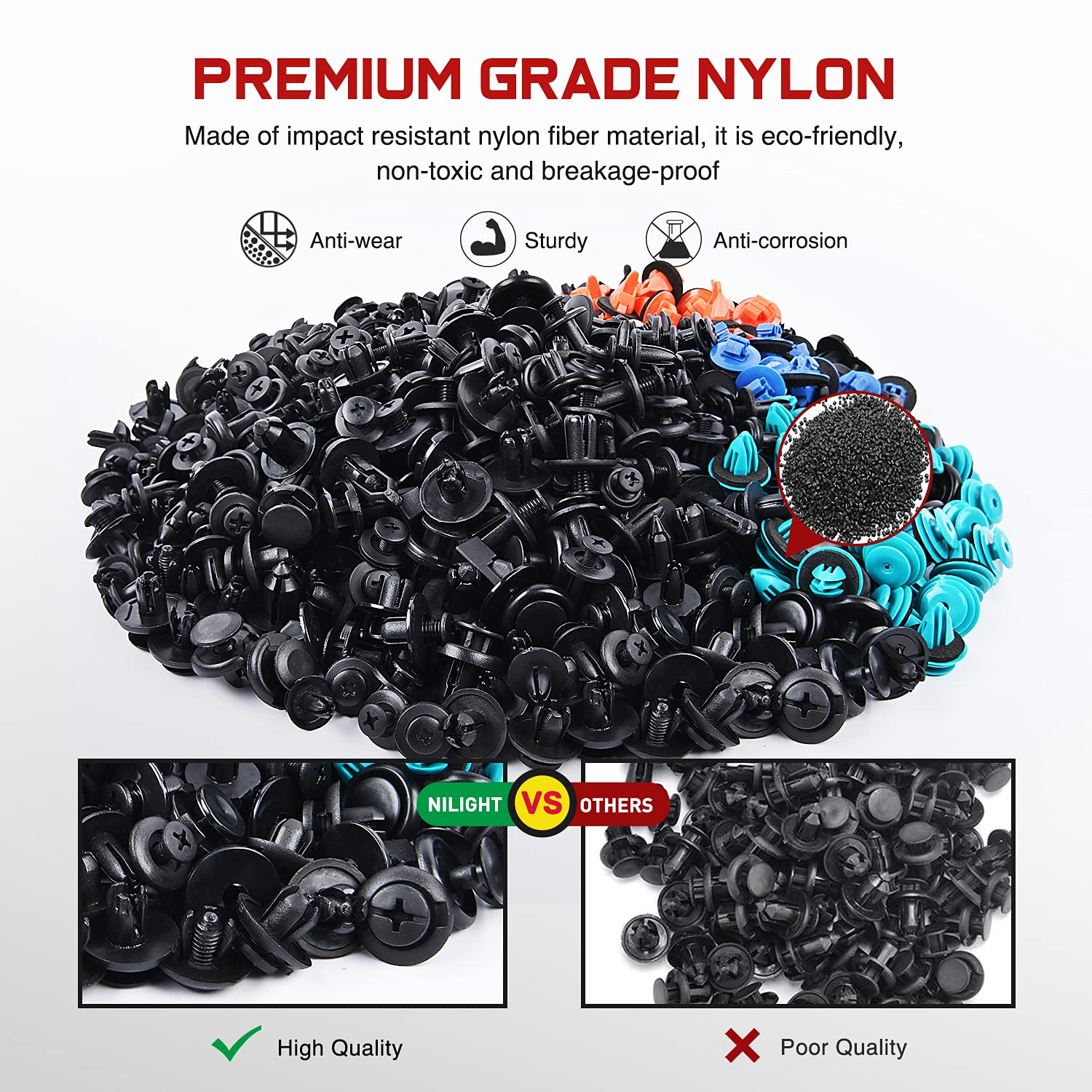 Nilight 680Pcs Car Push Retainer Clips Auto Fasteners Assortment Popular Sizes Nylon Bumper Fender Rivets Cable Ties For Toyota