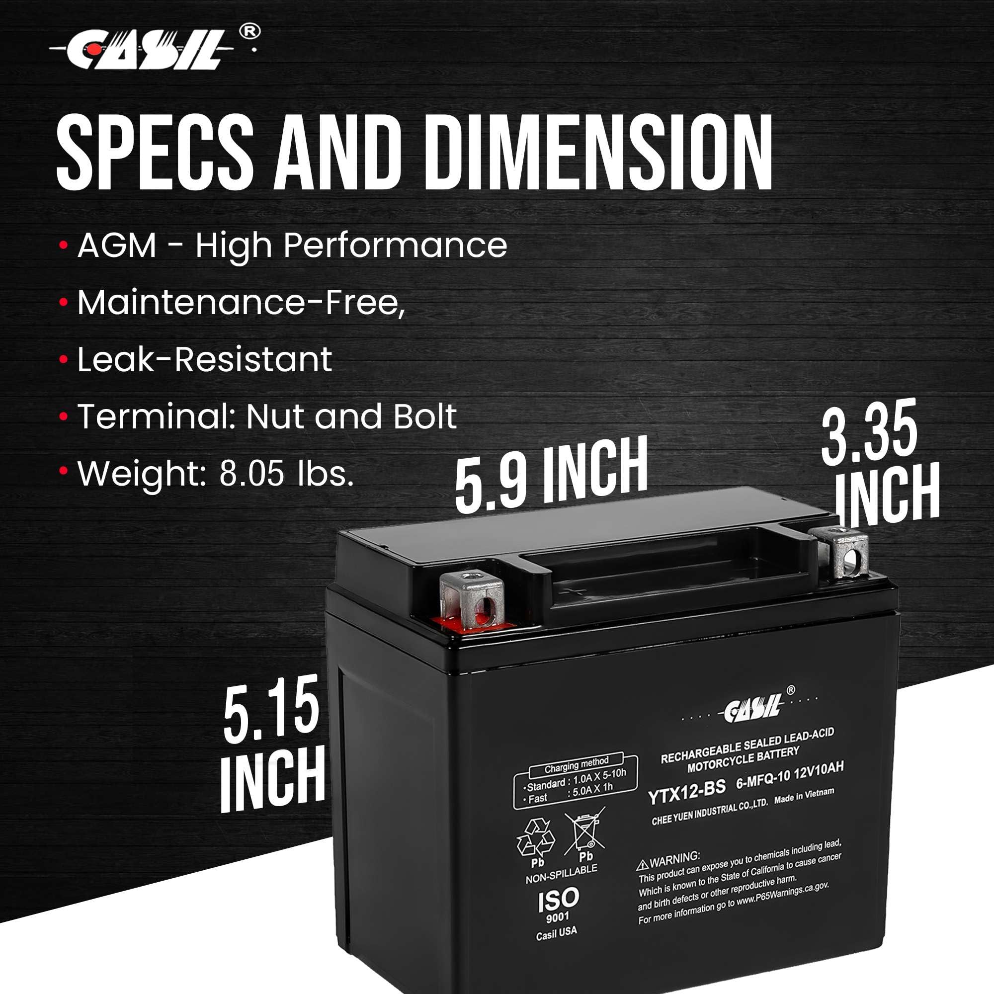 Ytx12-Bs Battery - Motorcycle Battery High Performance - Maintenance Free - Sealed Ytx12-Bs 12V 10Ah Battery Agm Rechargeable At