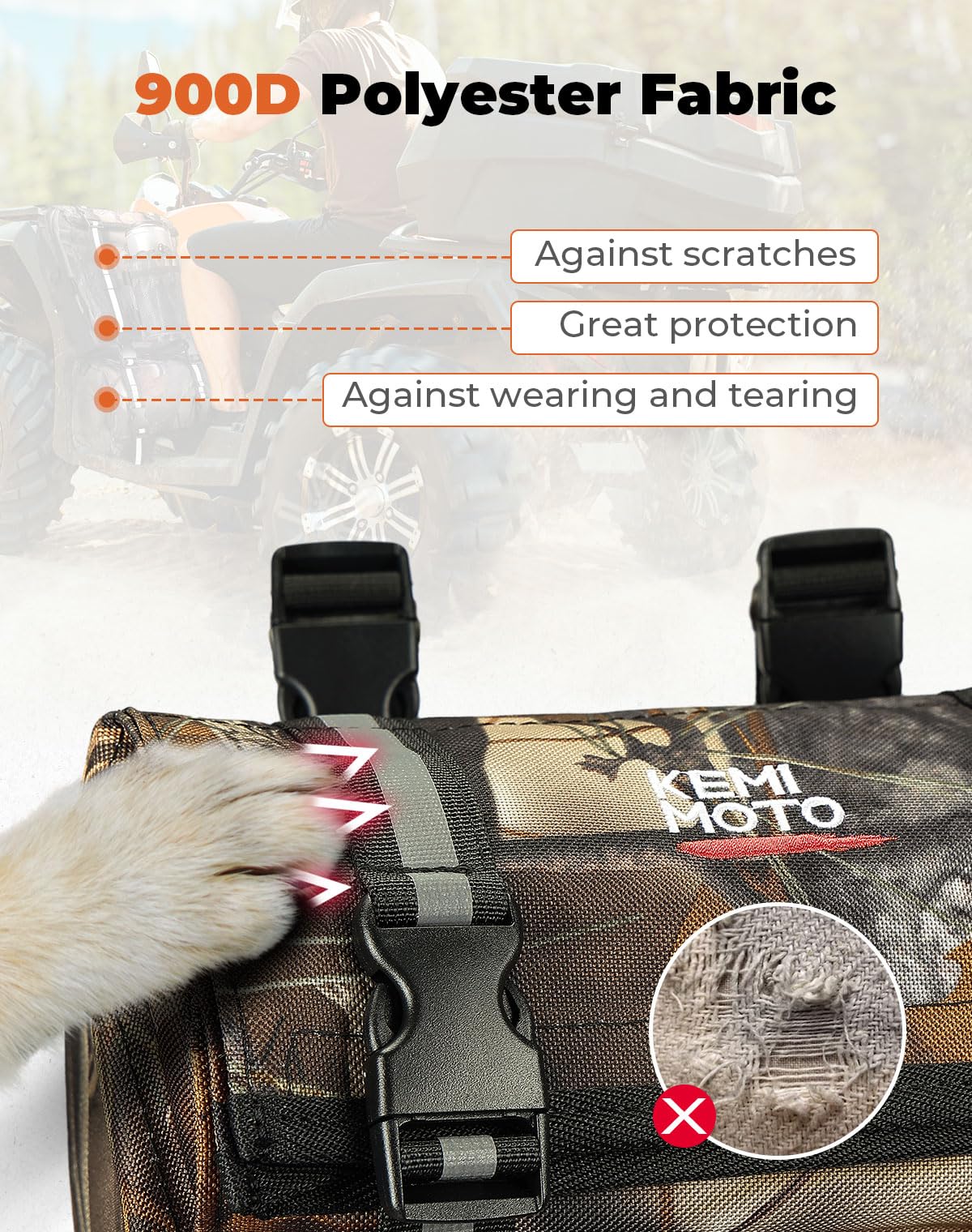 Kemimoto Atv Fender Bag, 130% Larger Water-Resistance Rear Storage Bags With Drink Holder, Detachable Atv Gear Bag Compatible Wi