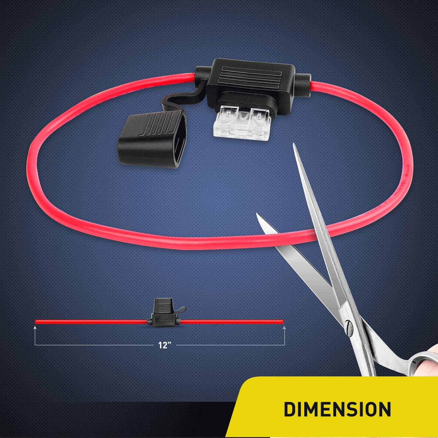 Nilight - 50029R 120 Pcs Standard Blade Fuse 5A/7.5A/10A/15A/20A/25A/30A Amp Assorted Set With 10 Pack 14Awg Atc/Ato Inline Fuse Holder, 2 Years Warranty, 1 Count (Pack Of 10)