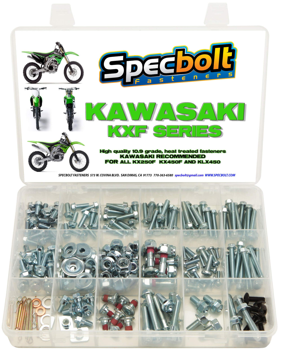 250Pc Specbolt Kawasaki Kxf 250 450 Four Stroke Bolt Kit For Maintenance & Restoration Of Mx Dirtbike Oem Spec Fastener Kx250F K
