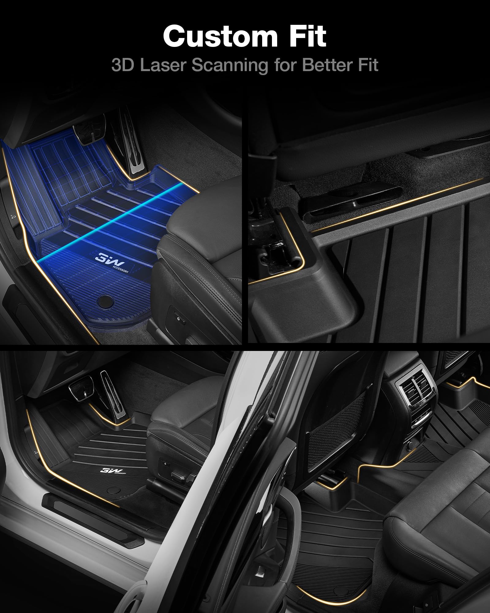 3W 2018-2024 Bmw X3 Floor Mats & 2019-2024 X4 Floor Liner, All Weather Tpe Custom Fit X 3/4 Accessories For X3 30I M40I 30E M Bm