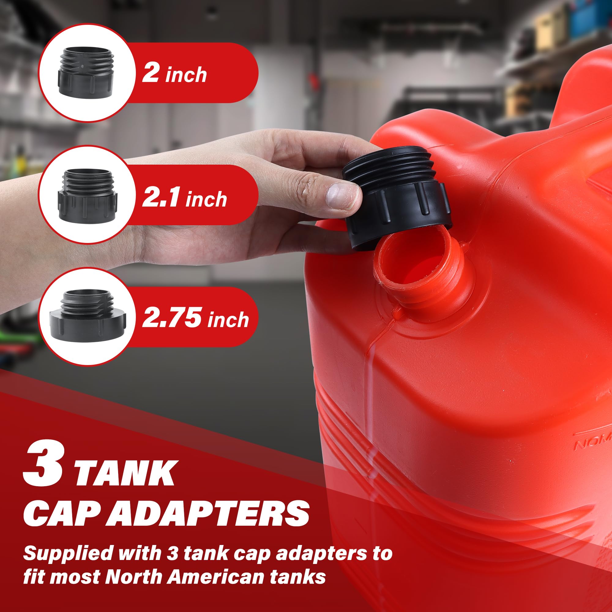 Fuel Transfer Pump, 3.8 Gpm, Auto-Stop Nozzle, 51-Inch Hose With 3 Tank Fittings, Battery-Powered Portable Siphon Pump For Oil,
