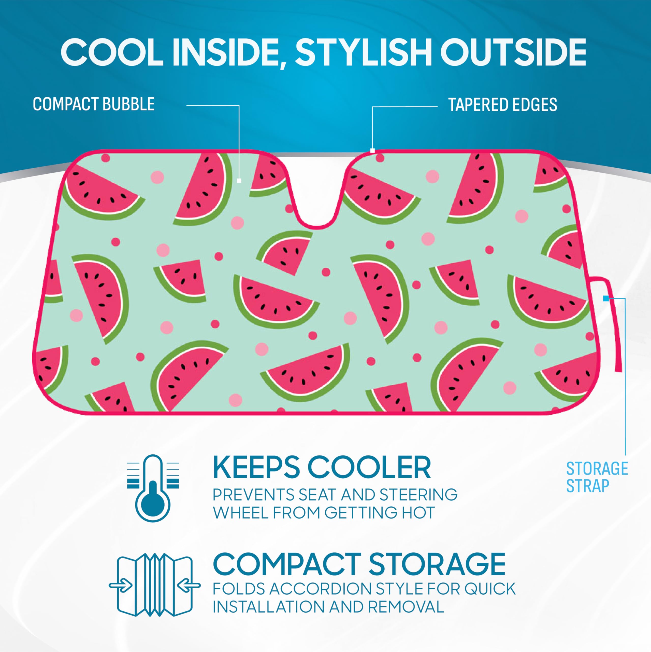 Bdk Fresh Watermelons Front Windshield Sunshade Accordion Folding Style Auto Shade For Car Truck Suv Van Blocks Uv Rays Sun Viso