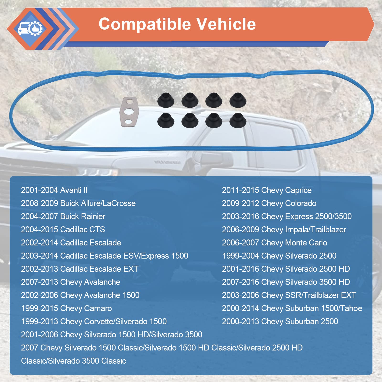 ZONFANT Valve Cover Gasket Set, Compatible With 4.8L 5.3L 6.0L 6.2L Chevy Avalanche, Silverado, Suburban, Tahoe, Express, GMC Si