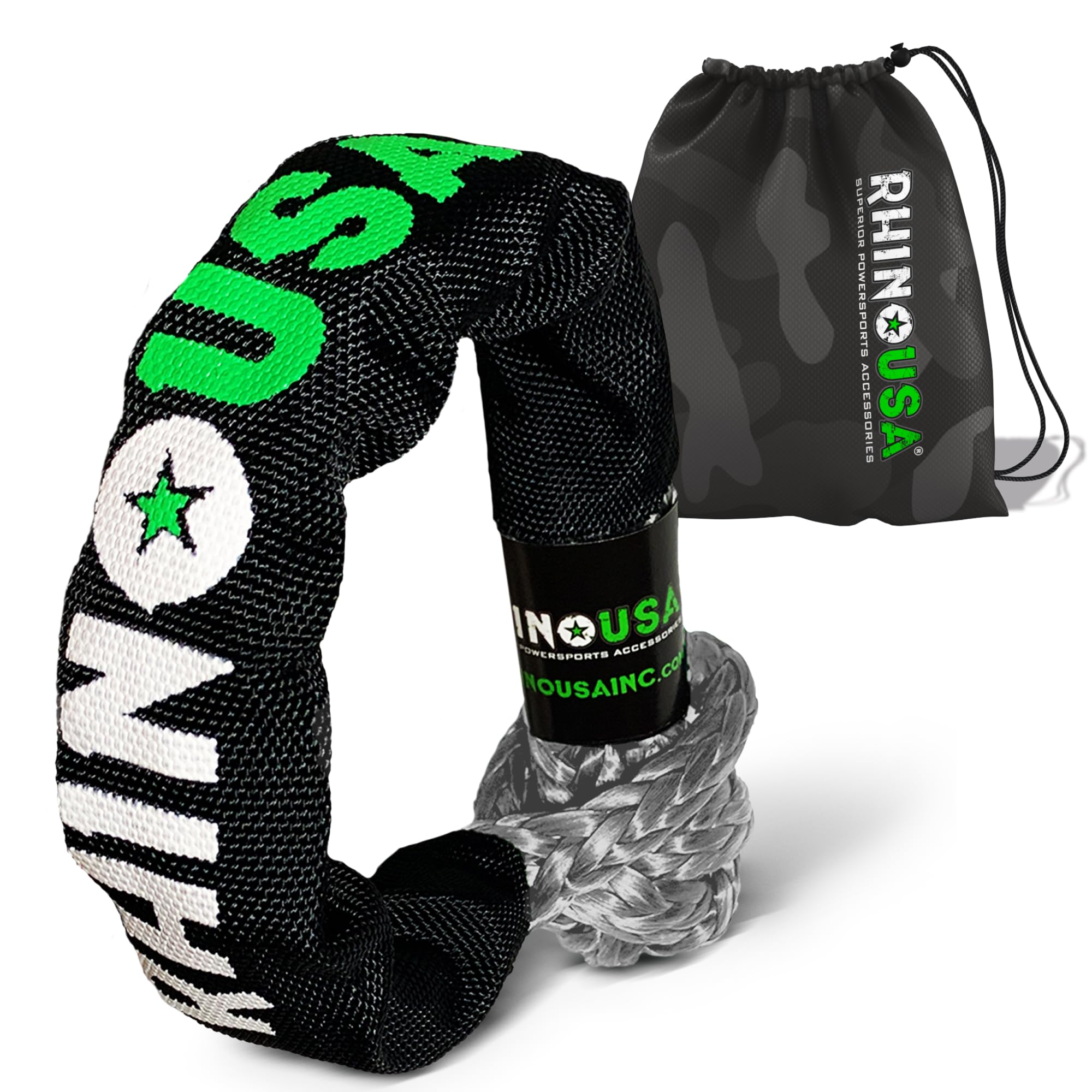 Rhino USA Synthetic Soft Shackle Rope (1Pack)  3/8 Inch x 22 Inch (31,400lb Min Break Strength) Offroad Soft Shackle Recovery