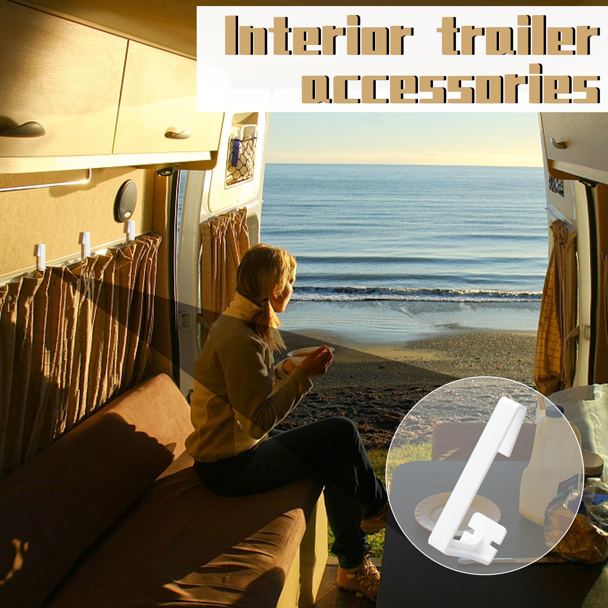 RunNico 8 Packs RV Side Curtain Hold Down, RV Curtain Retainer, RV Window Covering Holdback for Outdoor Camping Bedroom and Bath