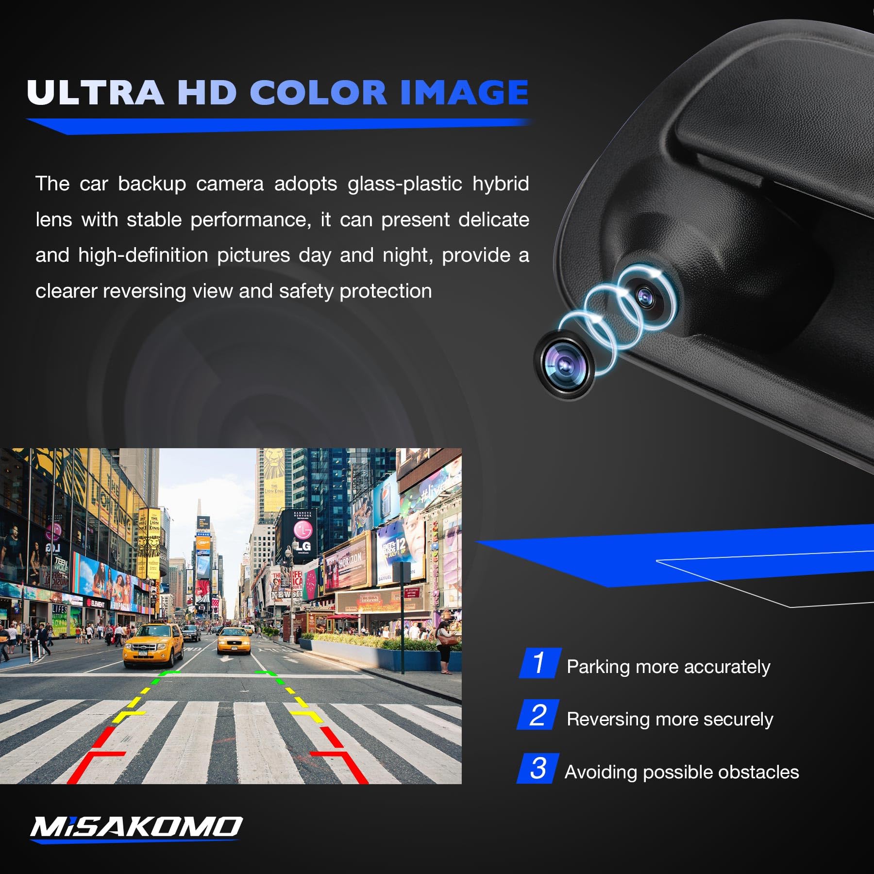 Misakomo Tailgate Handle Backup Camera - HD Color Night Vision, 170° Wide-Angle - Compatible with 2000-2006 Toyota Tundra SR5 Limited