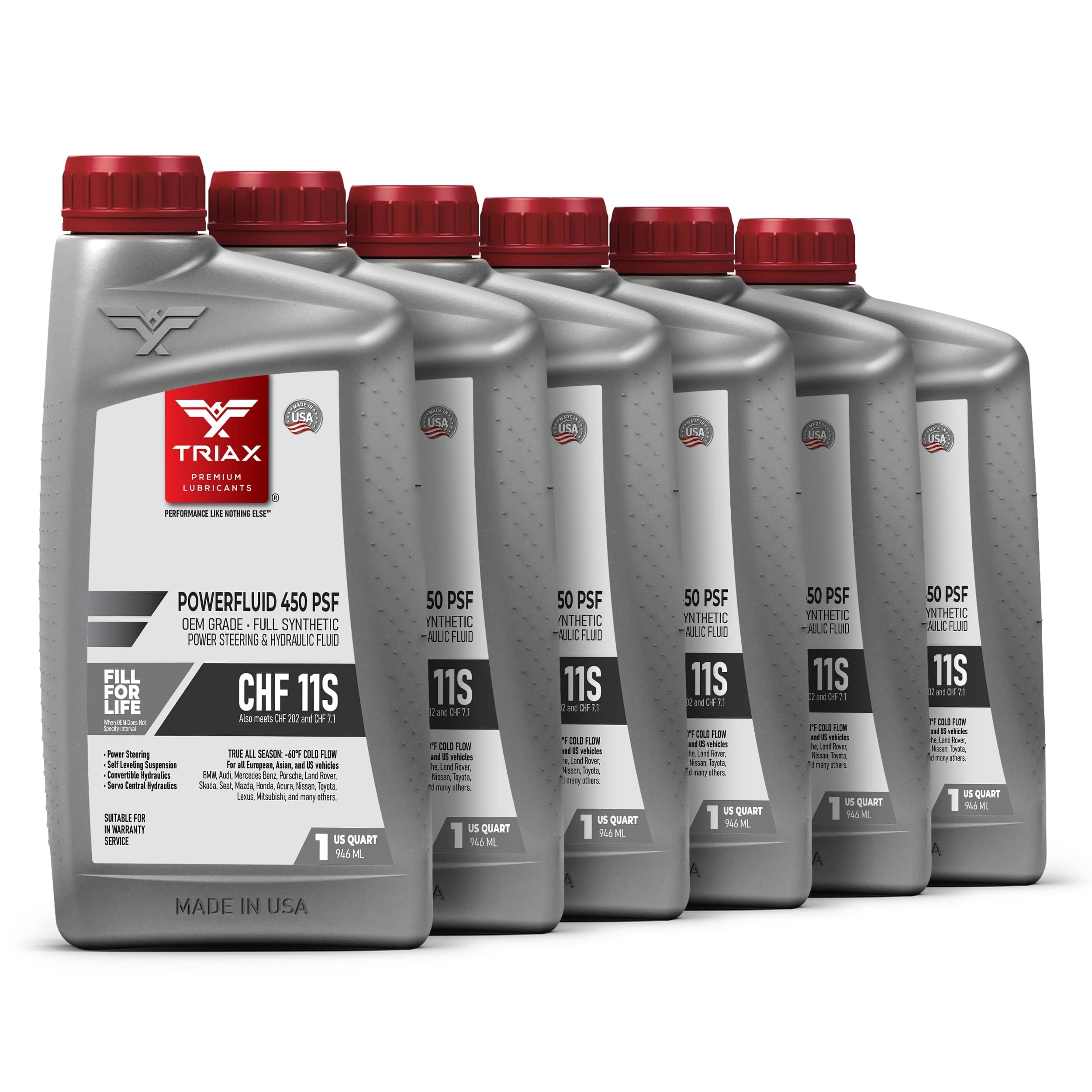 Triax Powerfluid 450 Psf - Chf 11S Long - Life Synthetic Hydraulic & Power Steering Fluid Compatible With Audi, Bentley, Bmw, Ch