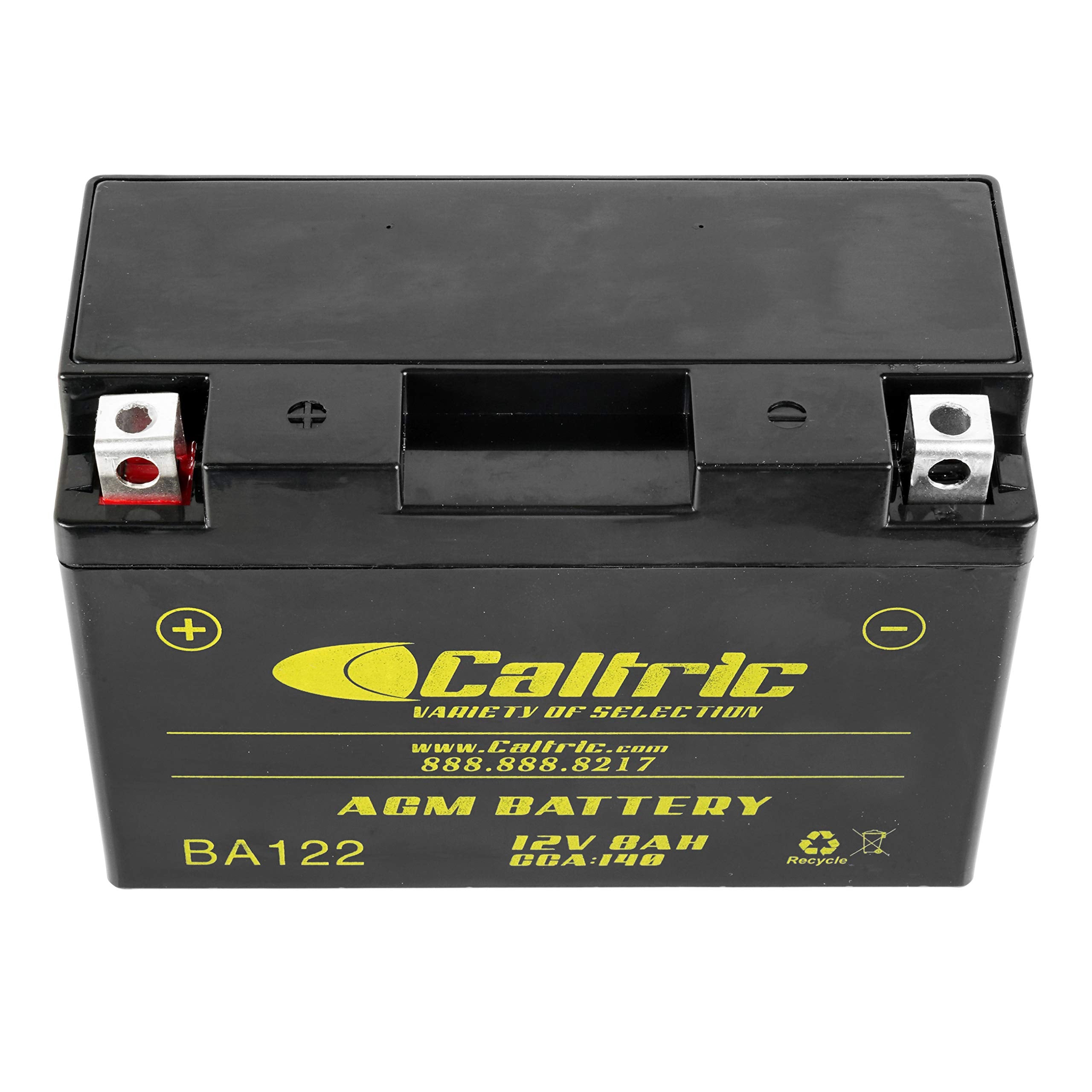 Caltric Agm Battery For Yamaha Raptor 700 Yfm700R 2006-2016 - 12V 8 Amp, 140 Cca, Sealed Maintenance Free High Performance Batte