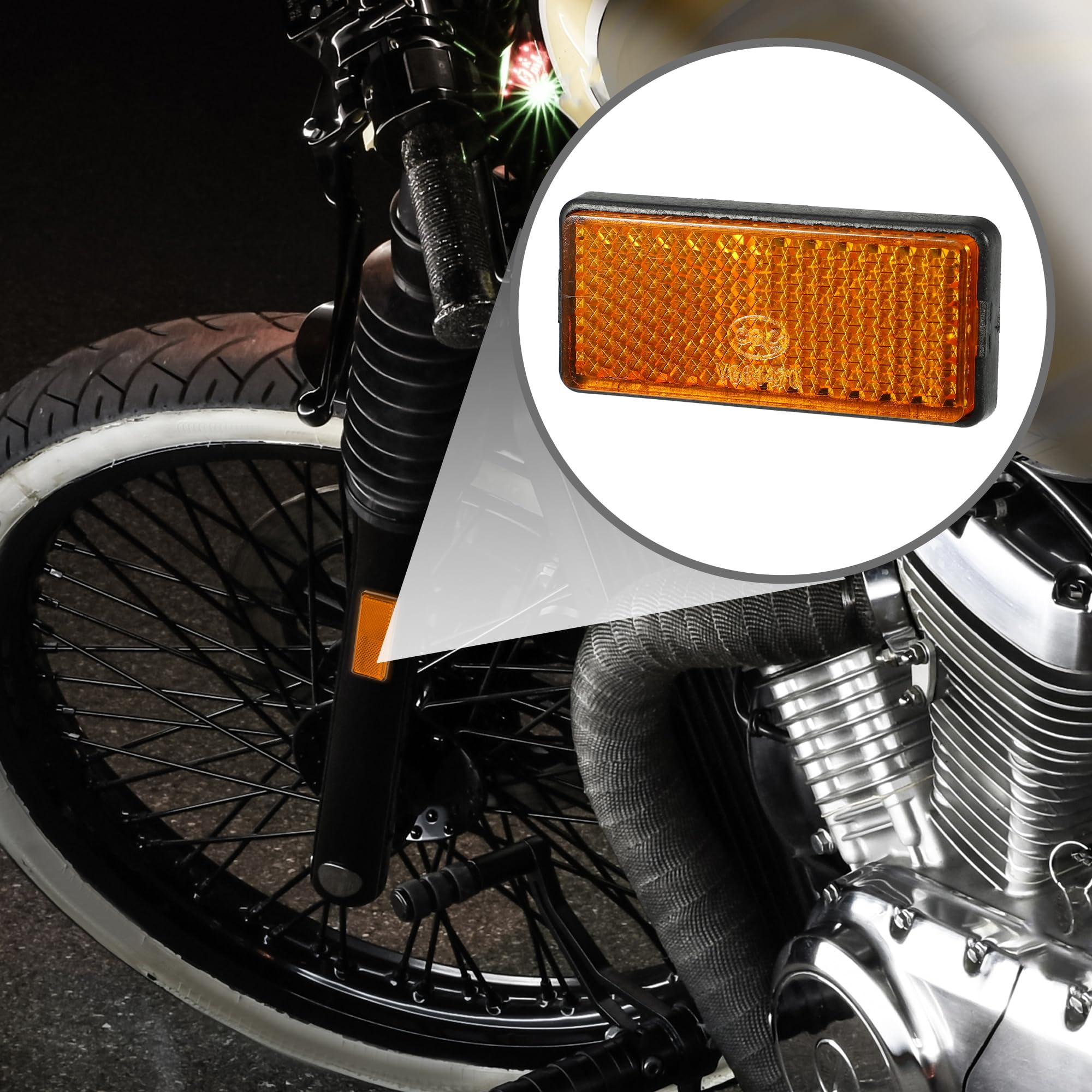 Partuto 4Pcs 2.20'X0.98' Universal Reflector - Rectangle Motorcycle Bike Safety Reflector Increase Visibility And Safety On The Road - Plastic Orange