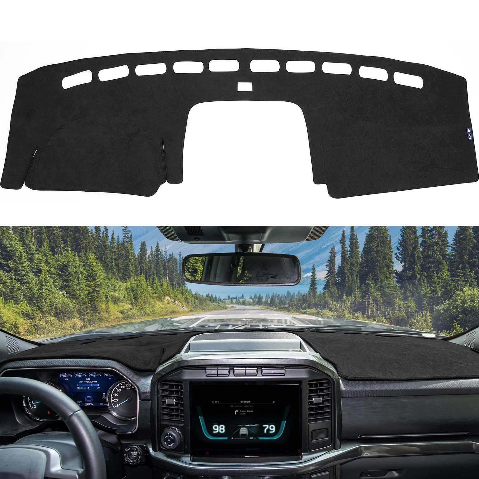 Issyauto Dashboard Cover Mat Dash Cover Compatible With F150 2021 2022 2023 2024 Dash Board Protector Dash Cover Mat