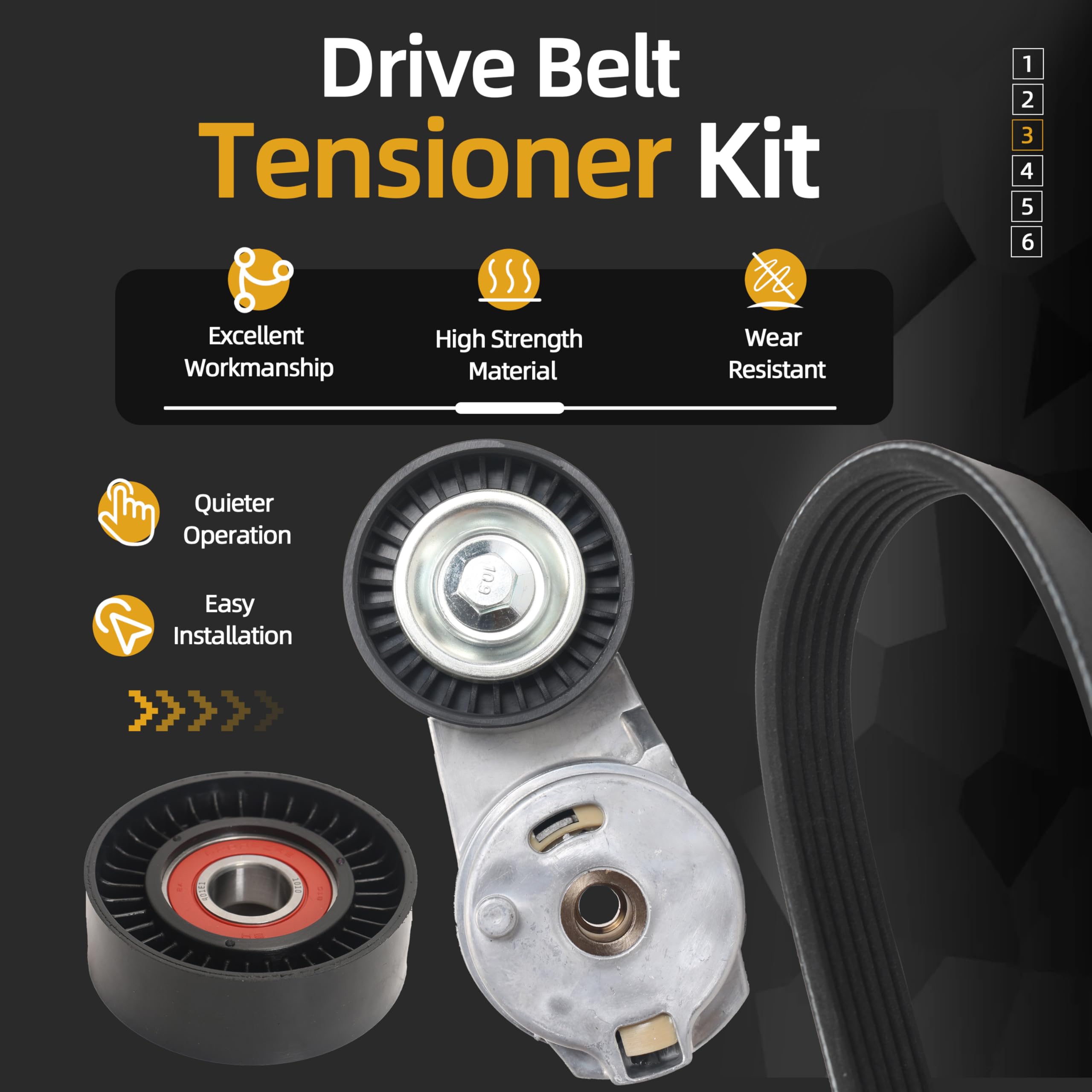 38323 Serpentine Belt Drive Component Kit, Fit for Dodge Ram 1500 2500 2009-2010, Fit for Ram 1500 2500 3500 2011-2018, V8 5.7L,