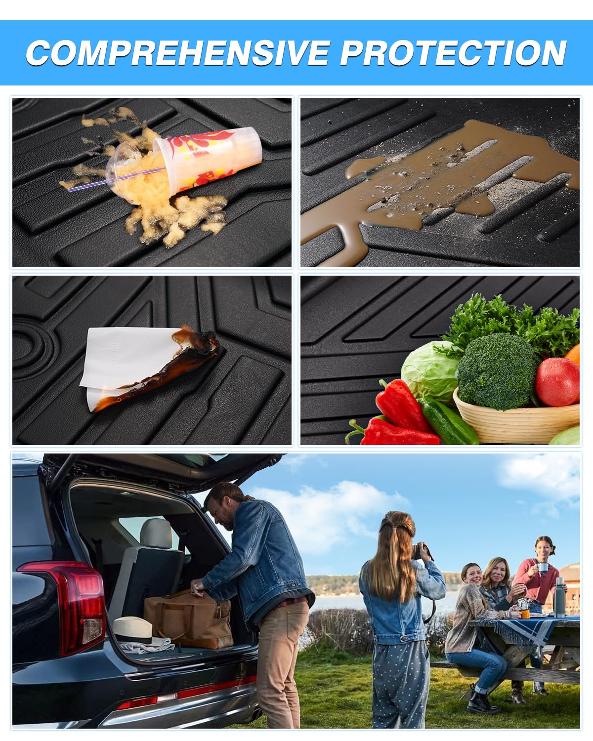 Powerty Trunk Mat For 2020-2025 Mercedes-Benz Gle Accessories Cargo Mats Tpe All Weather Cargo Liner Heavy-Duty Trunk Liners