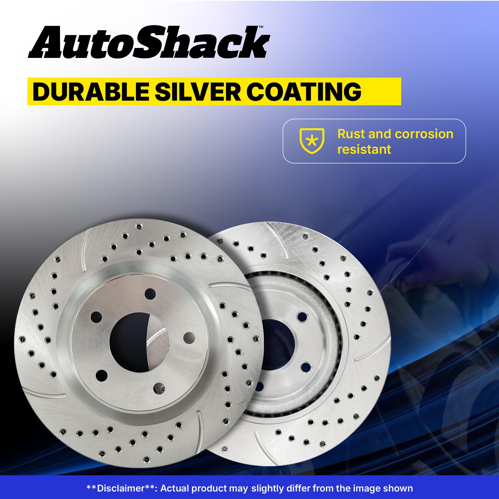 Autoshack Front Drilled Slotted Brake Rotors Silver Pair Of 2 Driver And Passenger Side Replacement For Dodge Grand Caravan Journey Chrysler Town & Country Pacifica Voyager Ram C/V V6 Fwd Pr63070Dszpr
