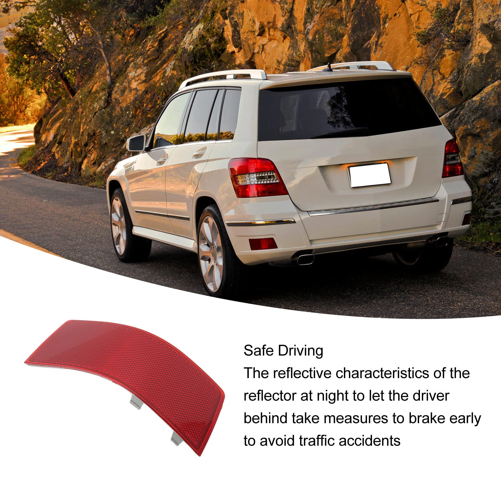 Car Tail Bumper Reflector, Rear Bumper Reflector Red Increased Visibility Replacement For Benz X204 Glk350 2010-2012 (Left 2048200174)