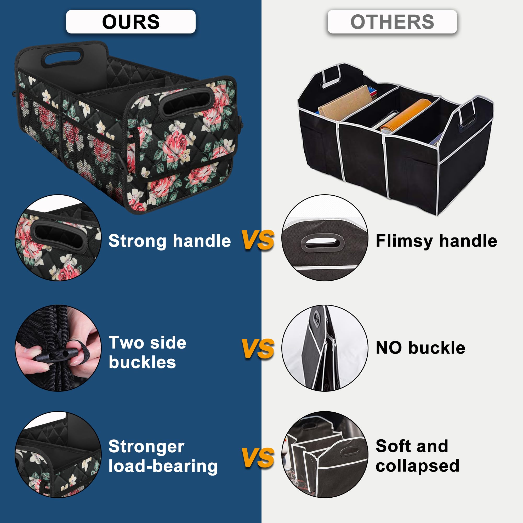 Deosk Car Trunk Organzier For Suv, Car Organziers And Storage With 6 Big Pocket, 50L Waterproof Polyester Car Accessories For Wo