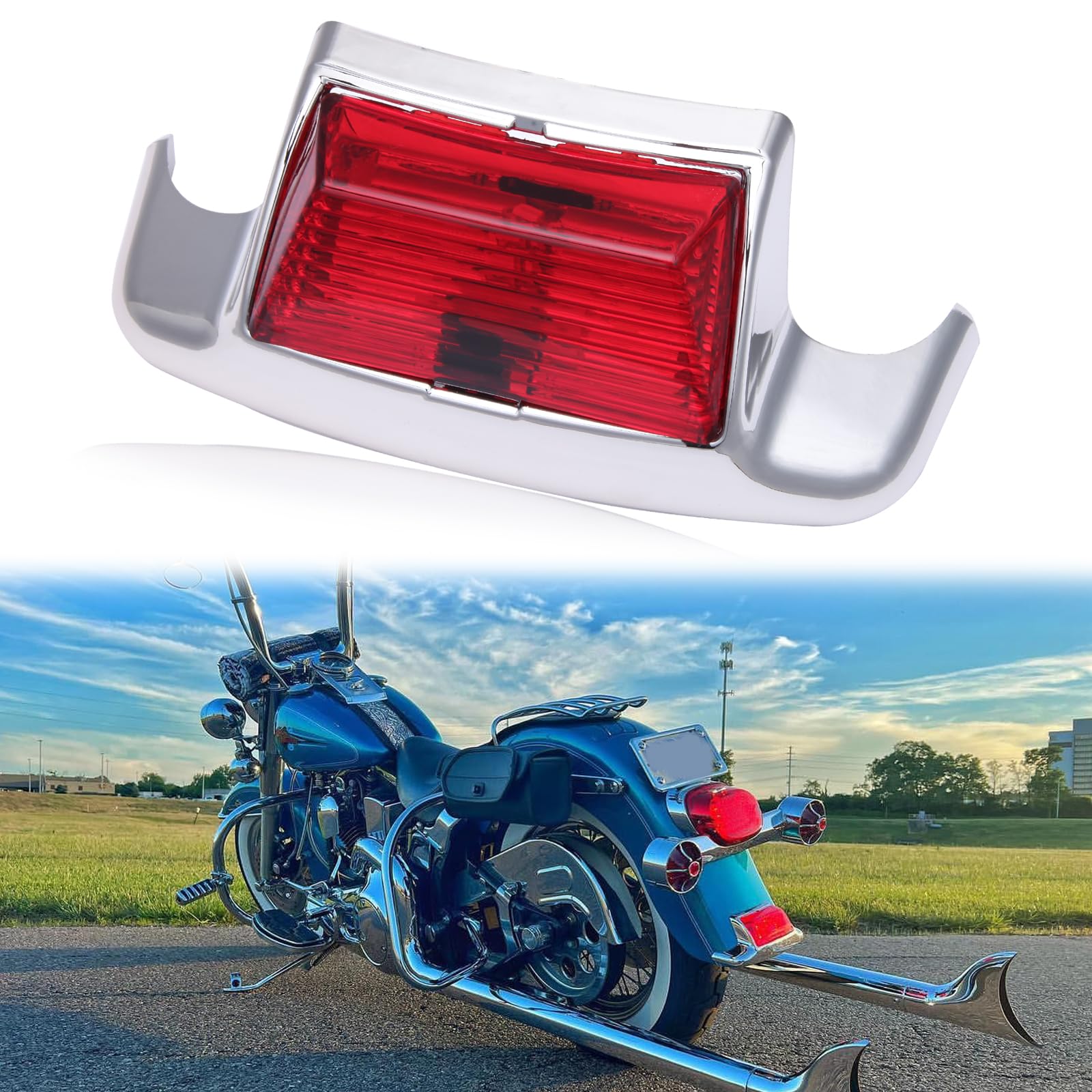 Rich Choices Rear Red Fender Light LED Fender Tip Tail Lights Compatible with Harley Road King Electra Glide Ultra Classic Herit